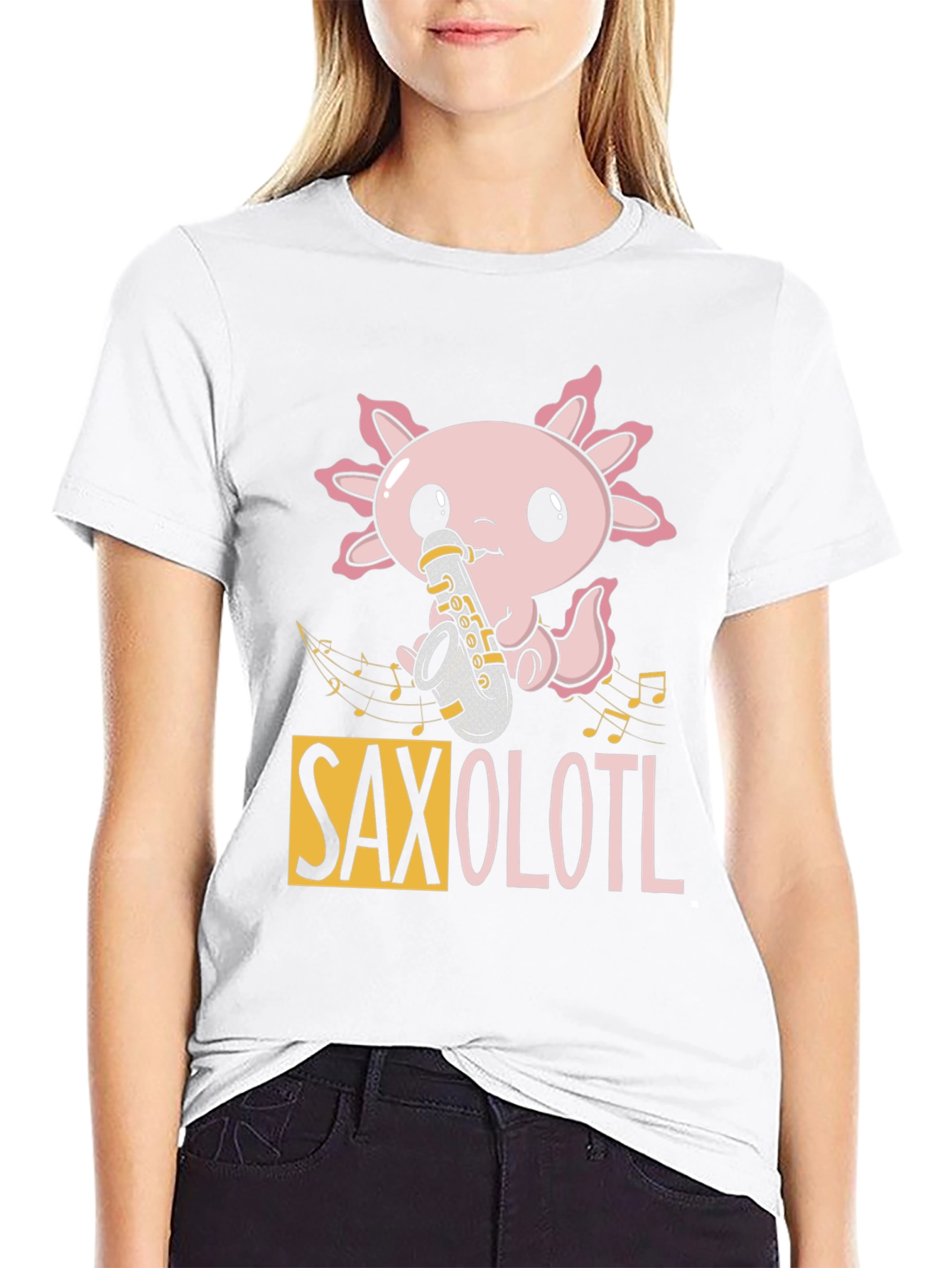 Saxolotl Black T-Shirt - Music Lovers Tee