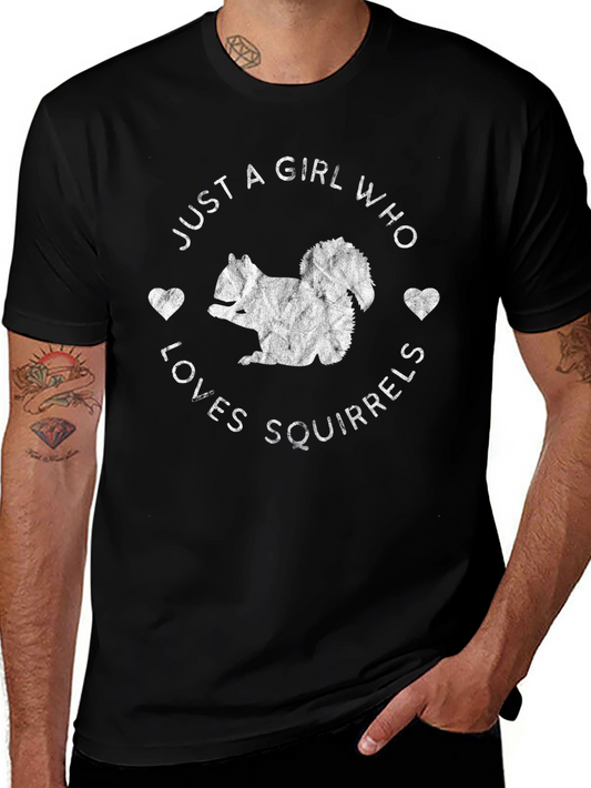 Just A Girl Who Loves Squirrels Black Graphic T-Shirt
