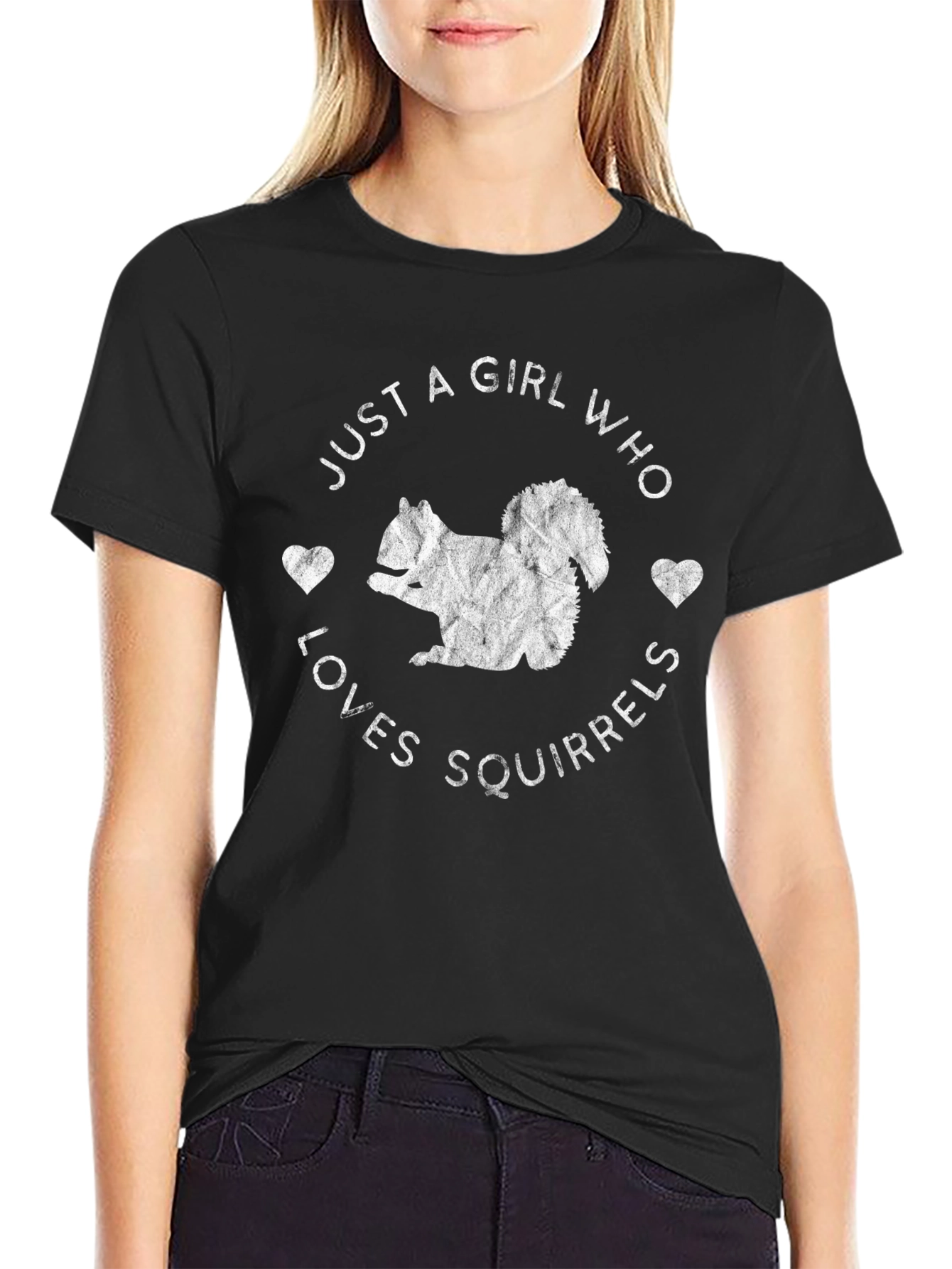 Just A Girl Who Loves Squirrels Black Graphic T-Shirt