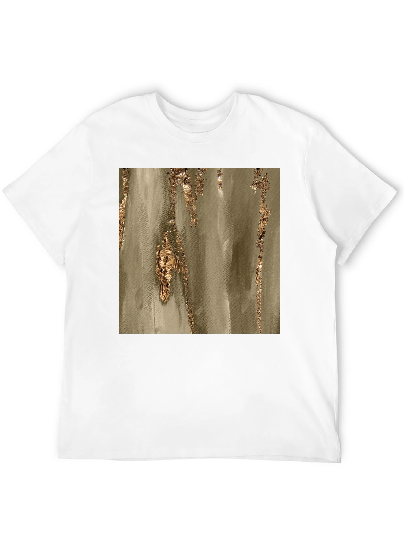 Abstract Gold Foil Print Black T-Shirt