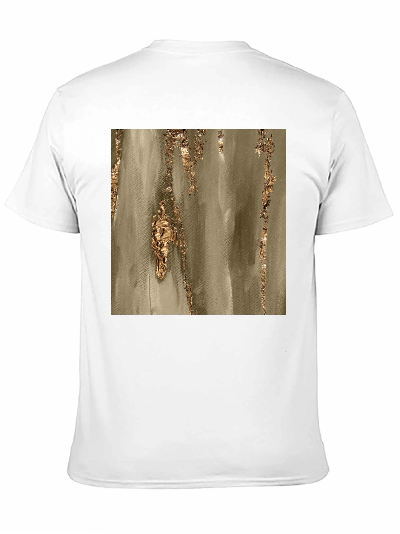 Abstract Gold Foil Print Black T-Shirt