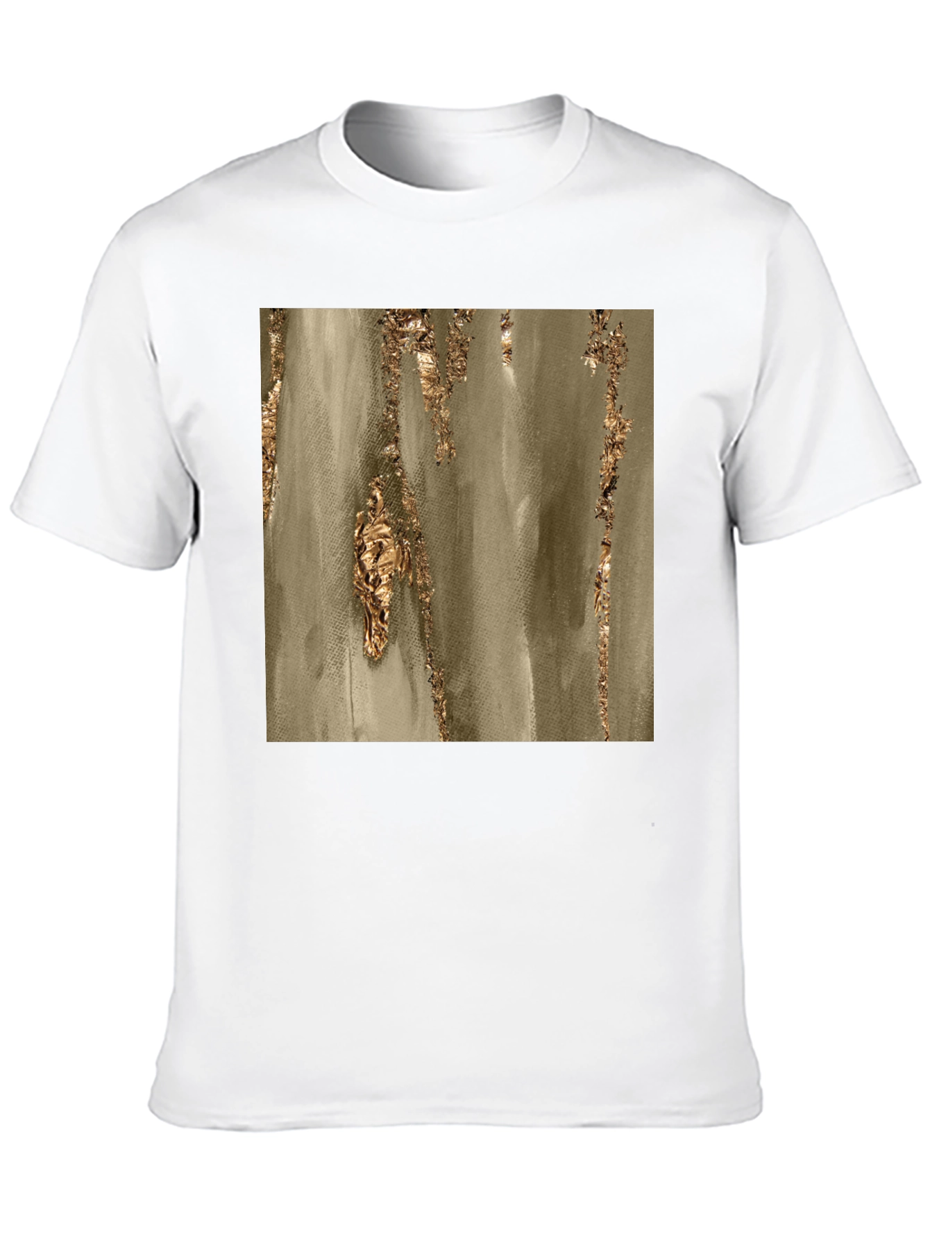 Abstract Gold Foil Print Black T-Shirt