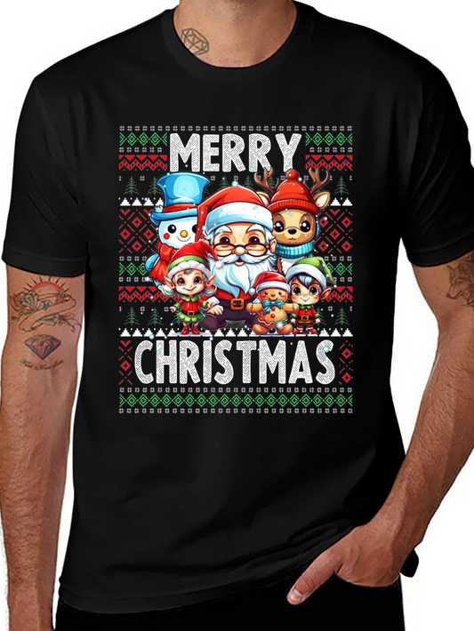 Merry Christmas Cartoon Crew T-Shirt
