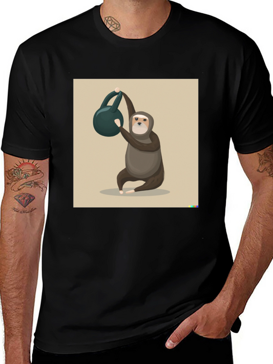 Sloth Lifting Weights Graphic T-Shirt