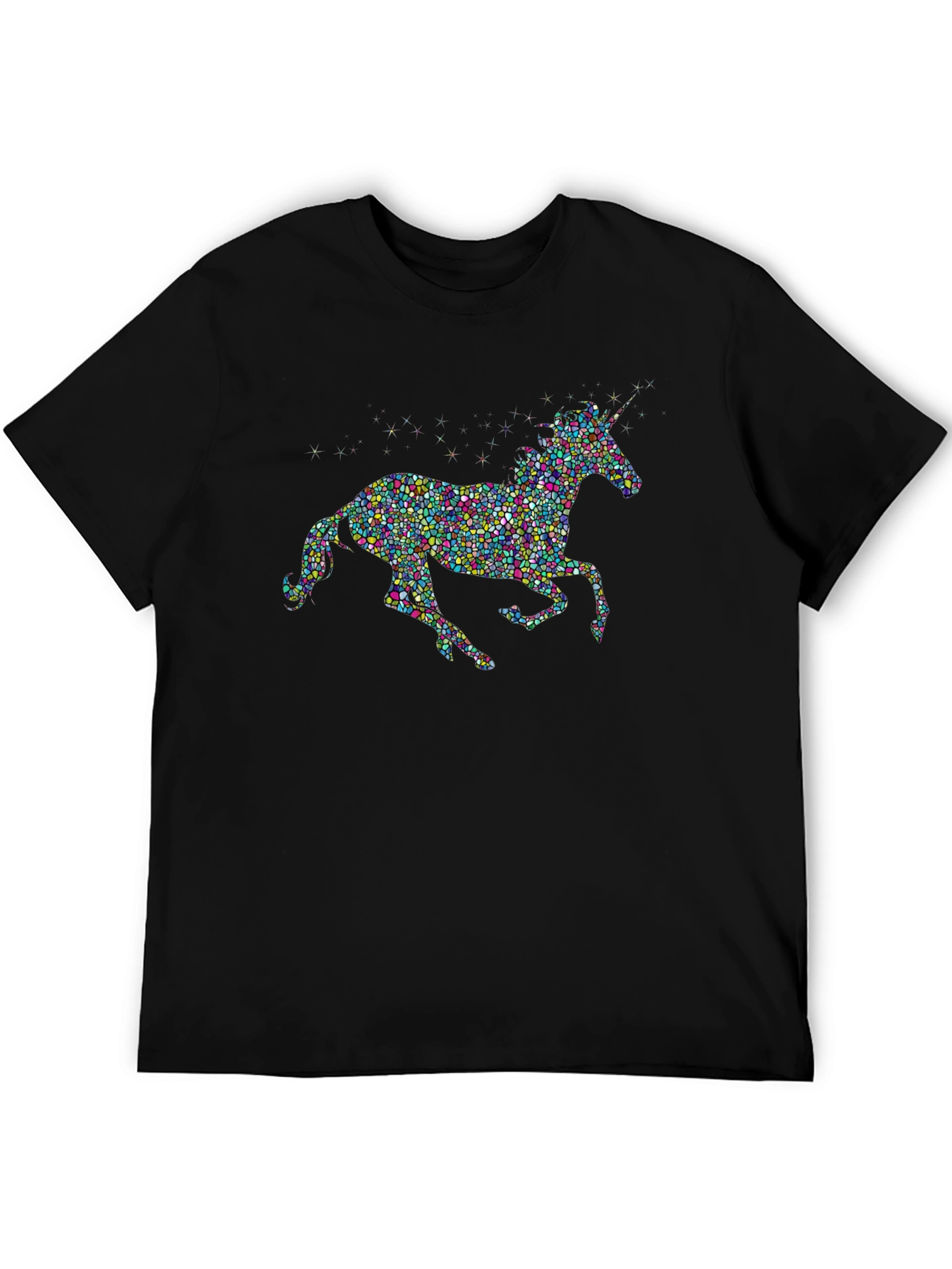 Unicorn Mosaic Graphic T-Shirt - Black