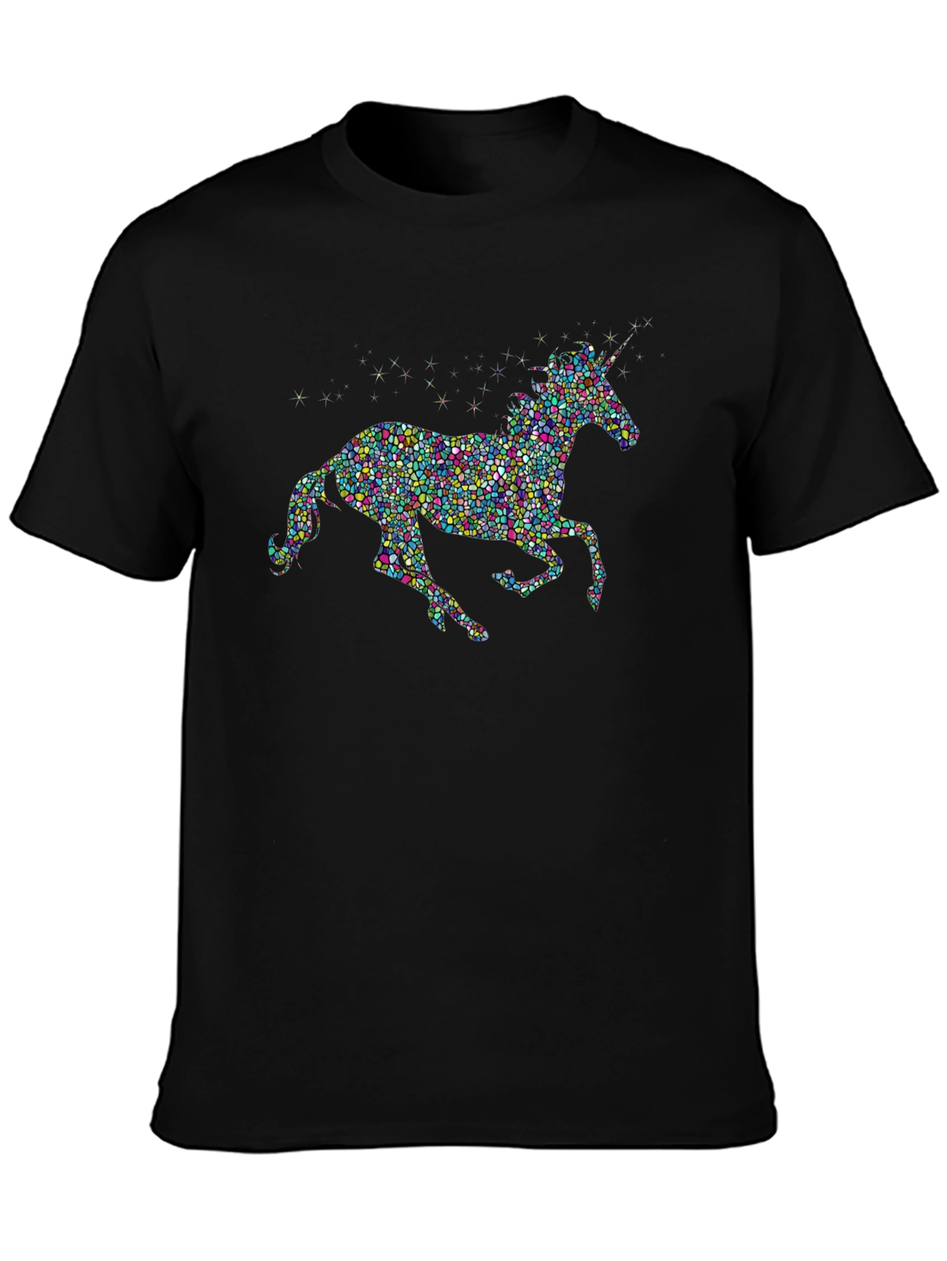 Unicorn Mosaic Graphic T-Shirt - Black