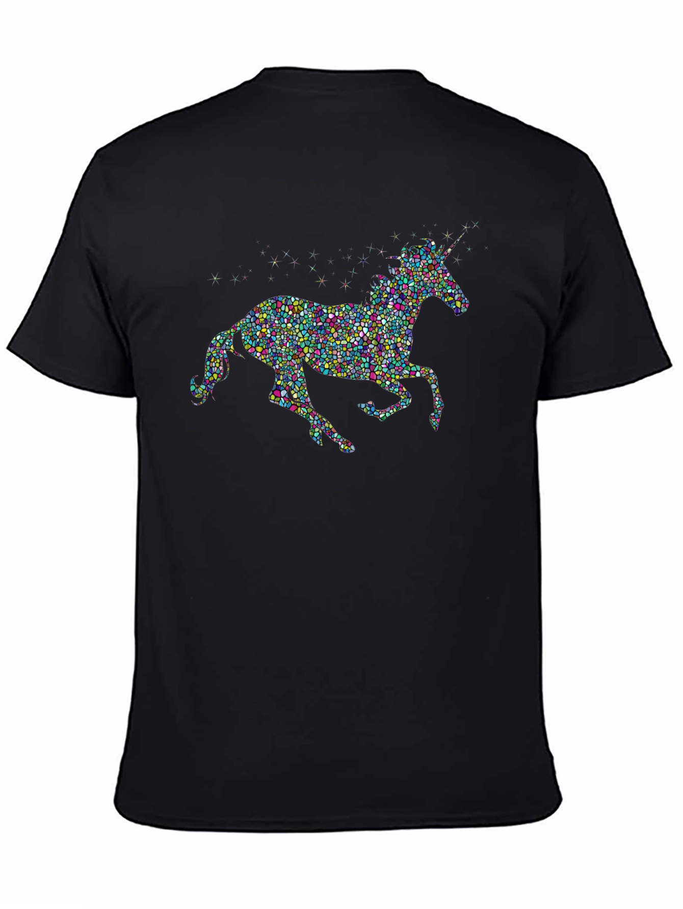 Unicorn Mosaic Graphic T-Shirt - Black