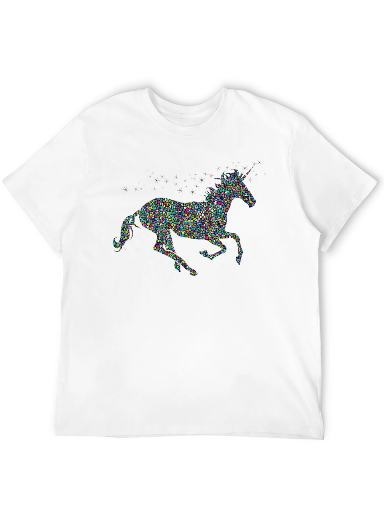 Unicorn Mosaic Graphic T-Shirt - Black