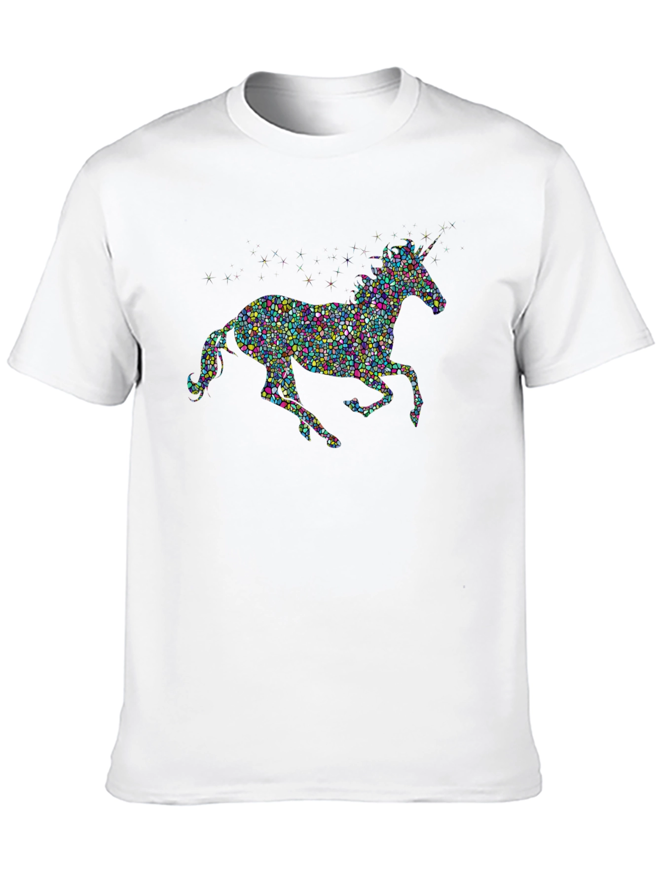 Unicorn Mosaic Graphic T-Shirt - Black