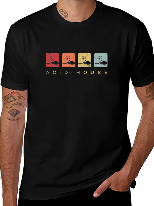 Acid House Retro Graphic Tee - Black Crew Neck