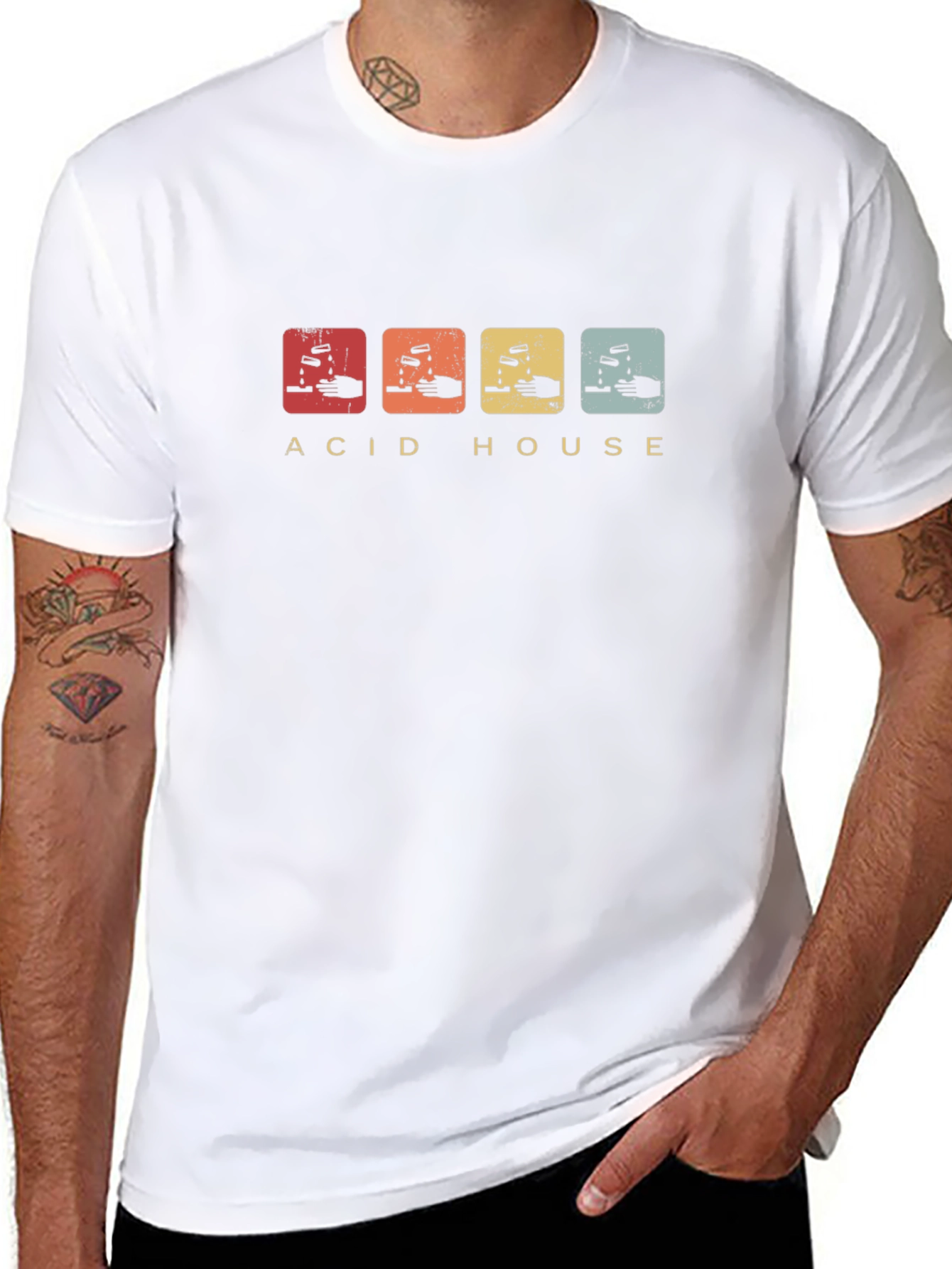 Acid House Retro Graphic Tee - Black Crew Neck