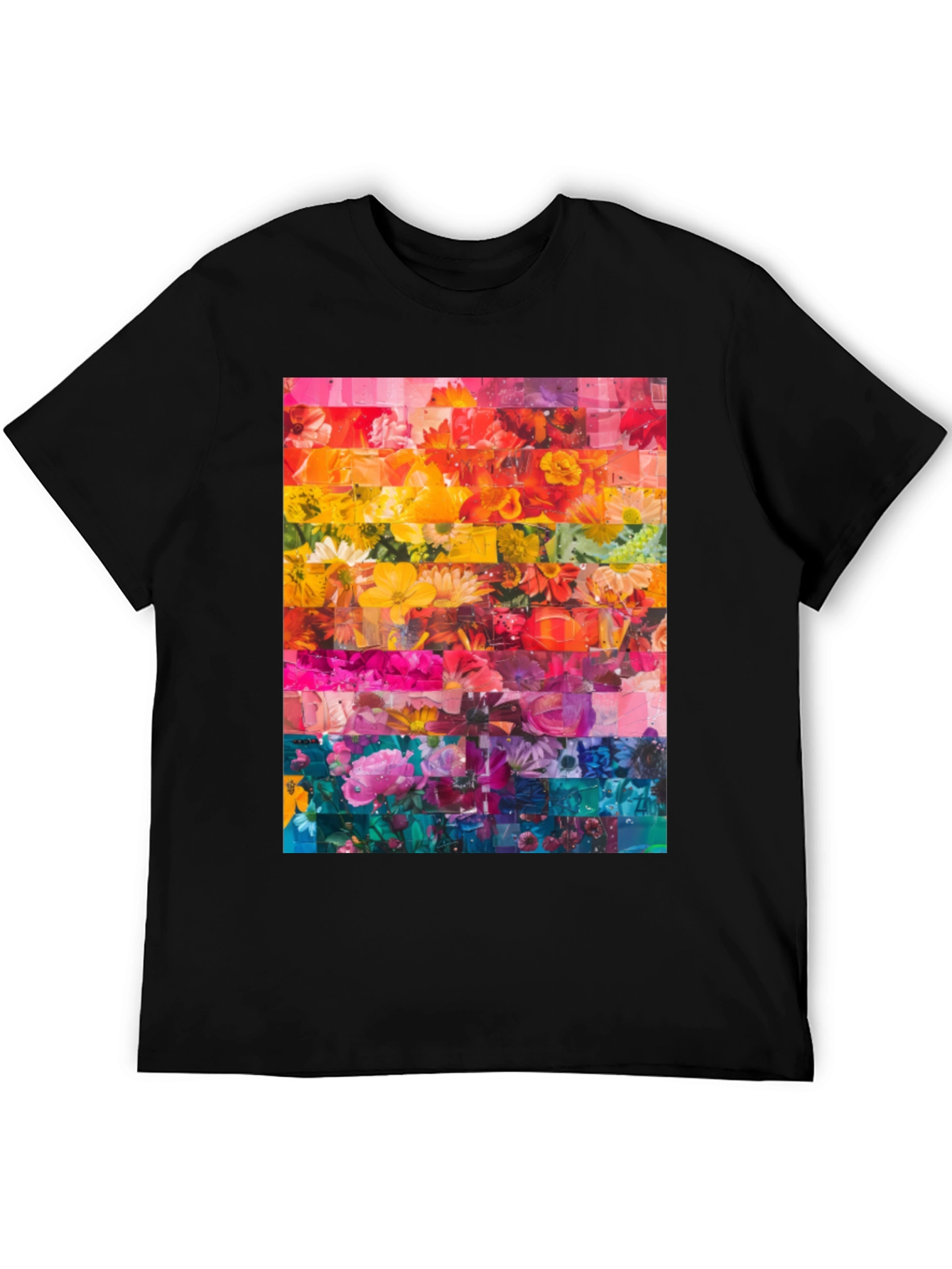 Floral Rainbow Graphic Tee - Vibrant Print T-Shirt