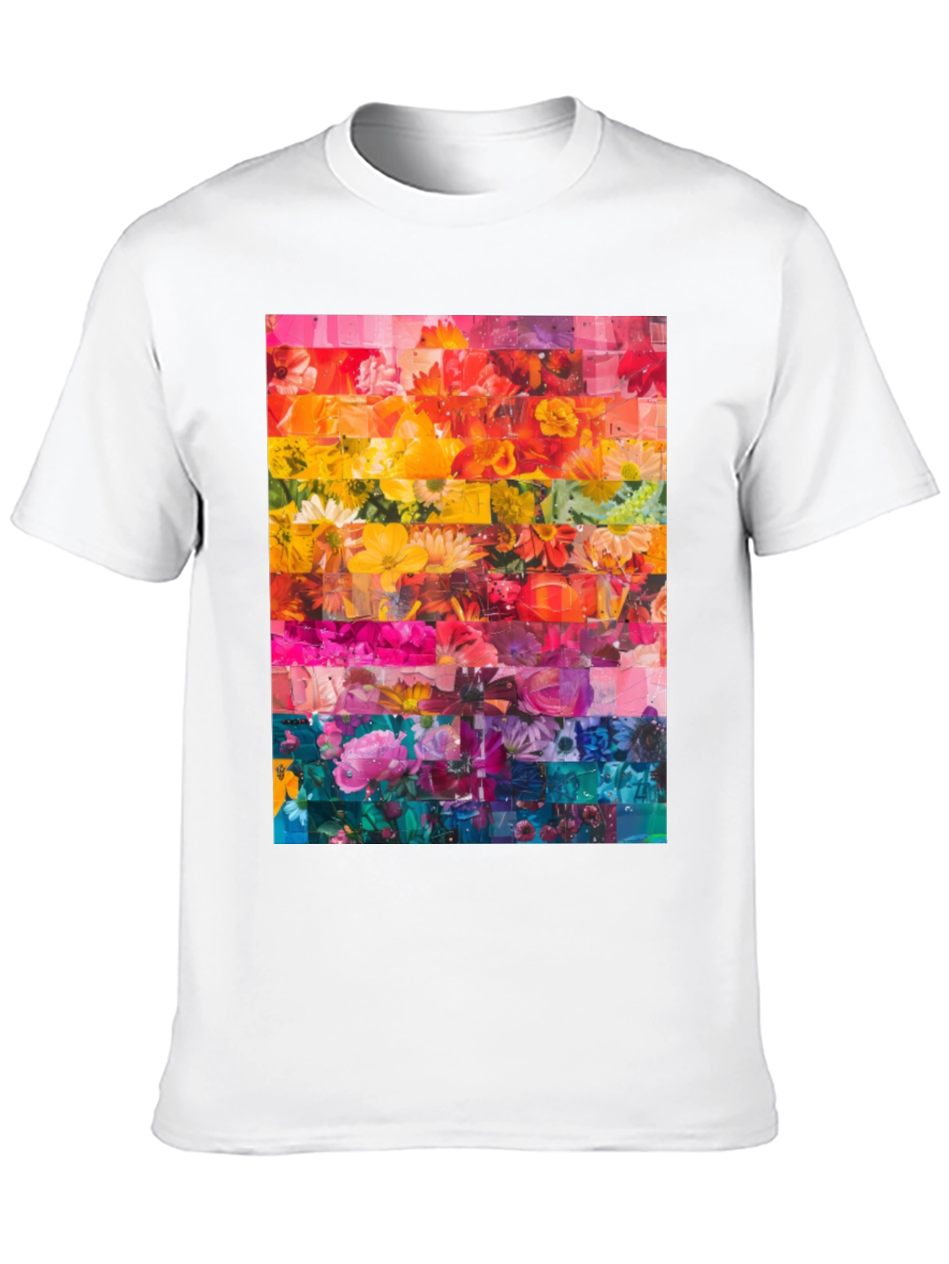 Floral Rainbow Graphic Tee - Vibrant Print T-Shirt