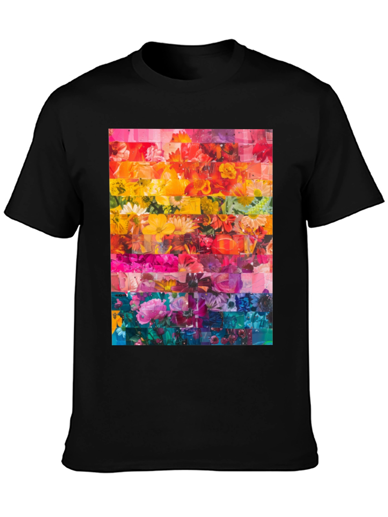 Floral Rainbow Graphic Tee - Vibrant Print T-Shirt
