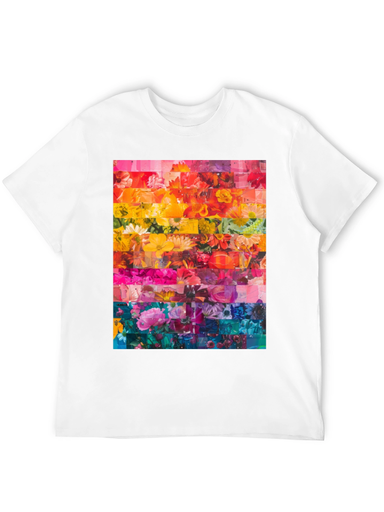 Floral Rainbow Graphic Tee - Vibrant Print T-Shirt