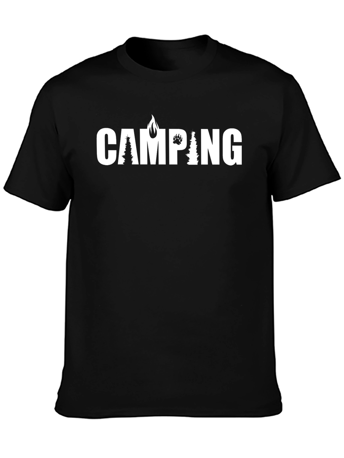 Camping Graphic Print T-Shirt - Black