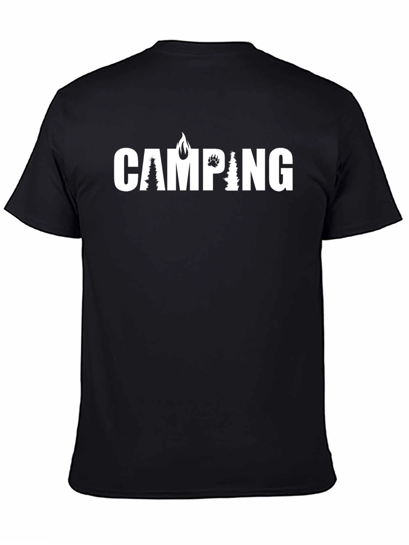 Camping Graphic Print T-Shirt - Black