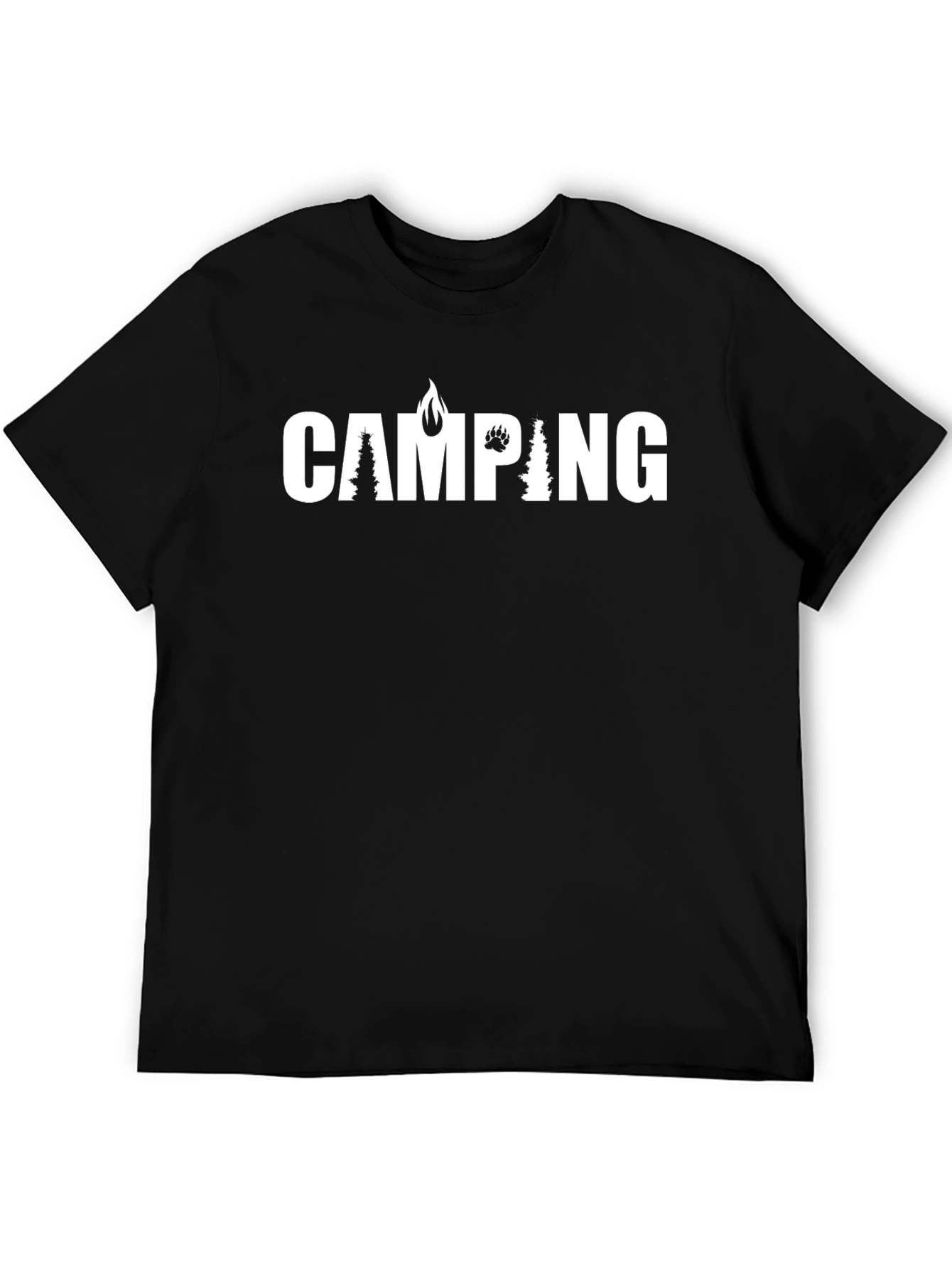 Camping Graphic Print T-Shirt - Black