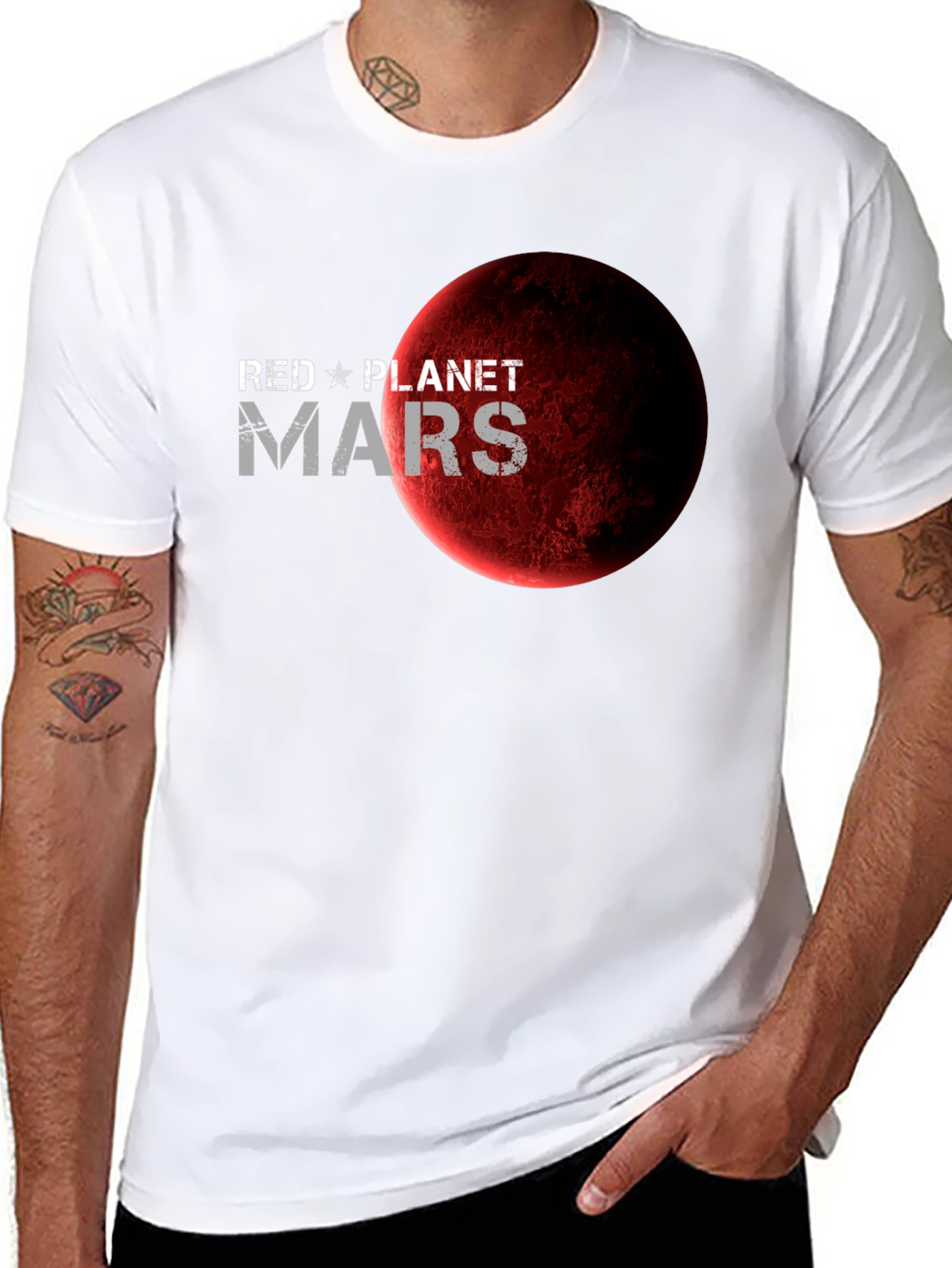 Red Planet Mars Graphic T-Shirt - Space Fan Apparel