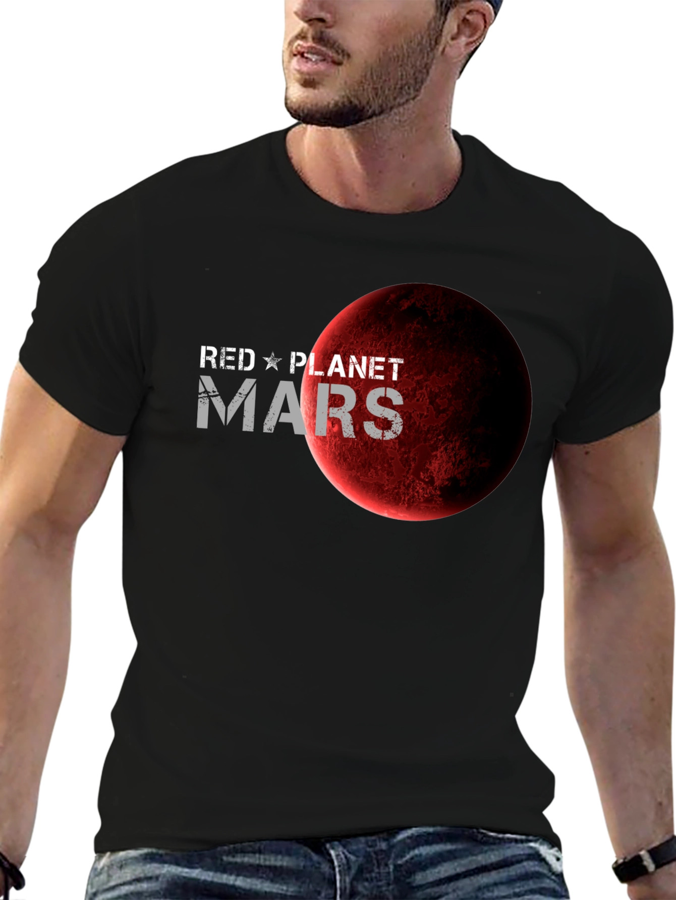 Red Planet Mars Graphic T-Shirt - Space Fan Apparel
