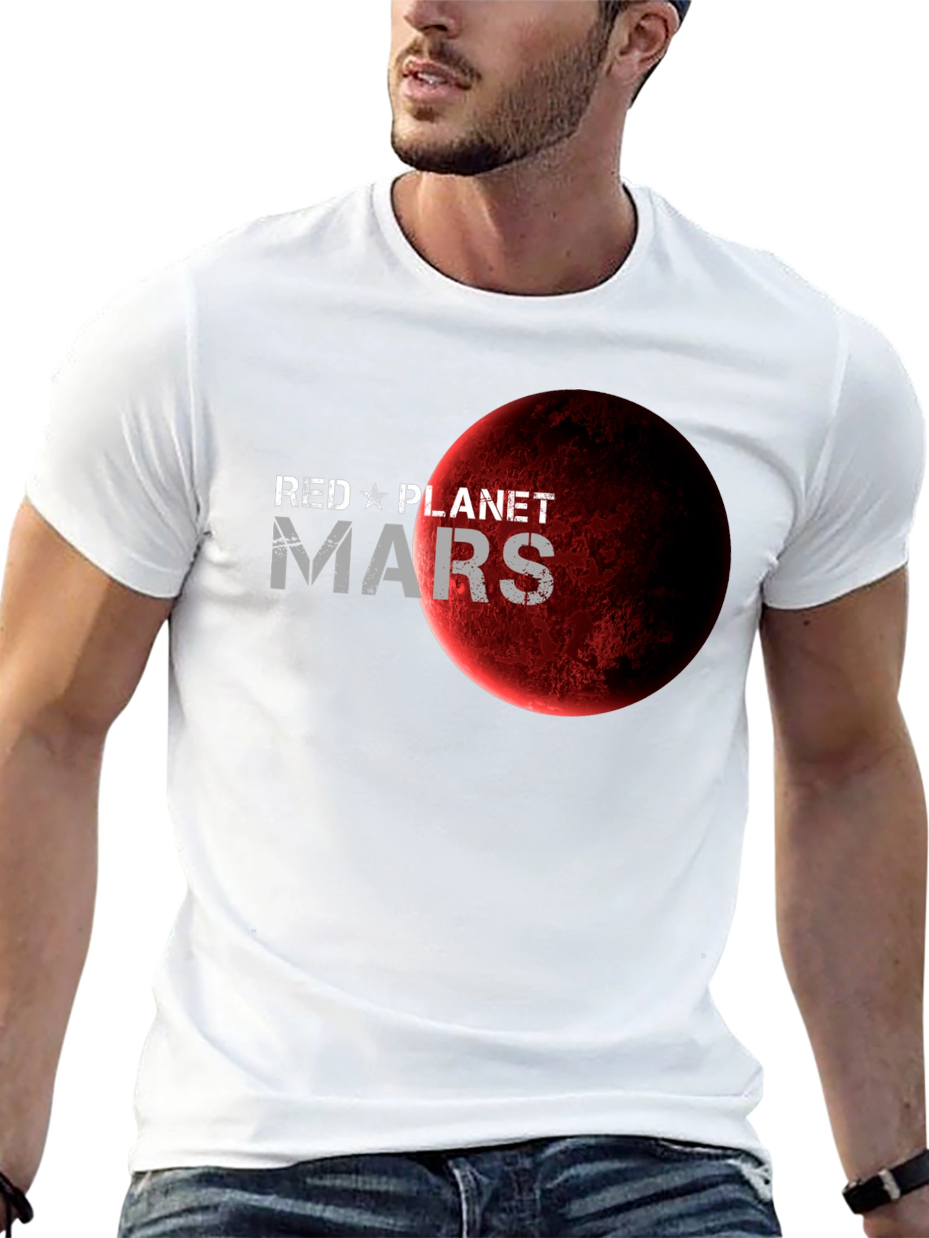 Red Planet Mars Graphic T-Shirt - Space Fan Apparel