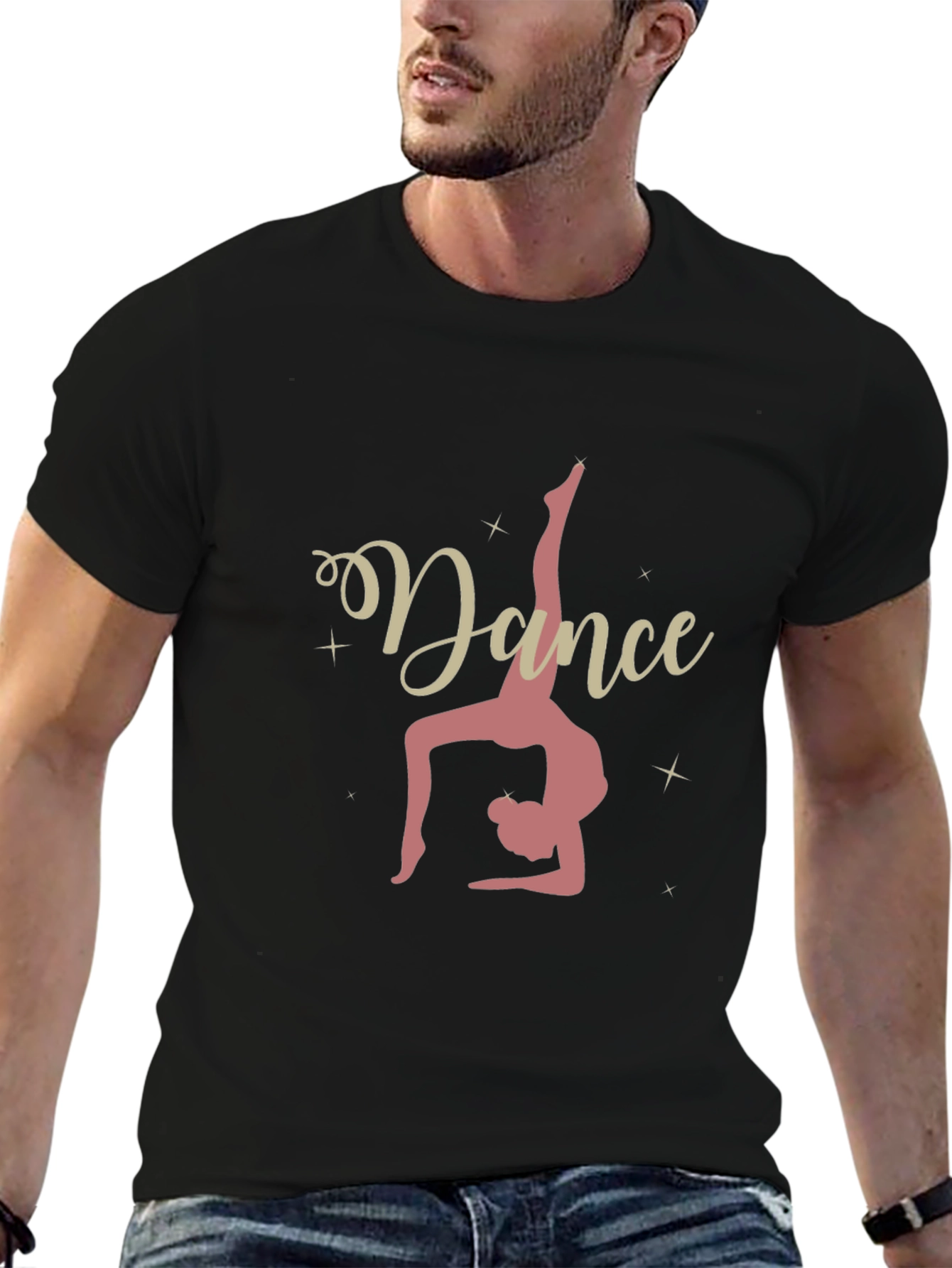 Dance Graphic Tee - Black Cotton Casual Shirt