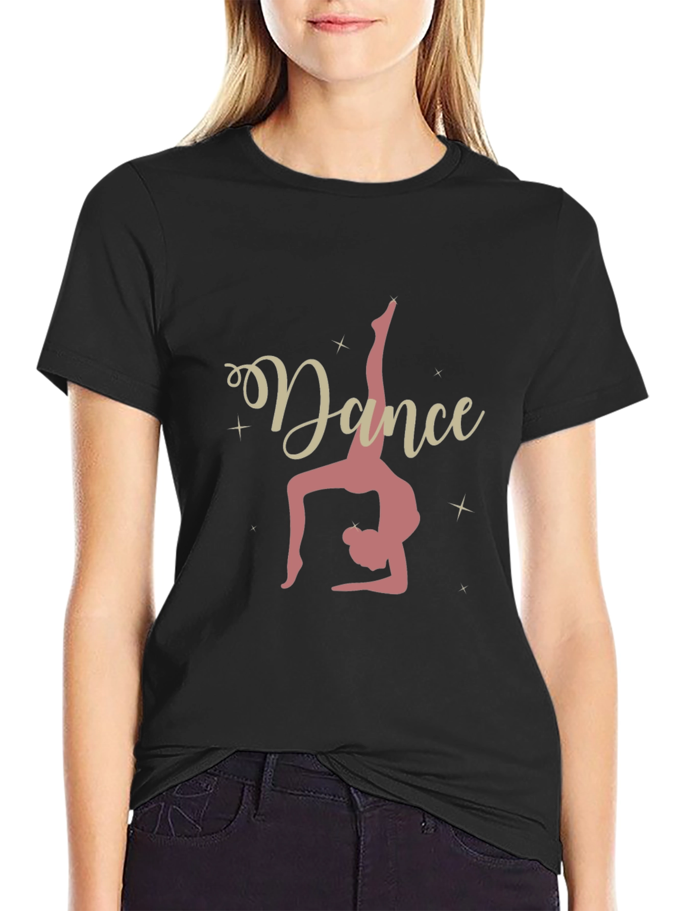 Dance Graphic Tee - Black Cotton Casual Shirt