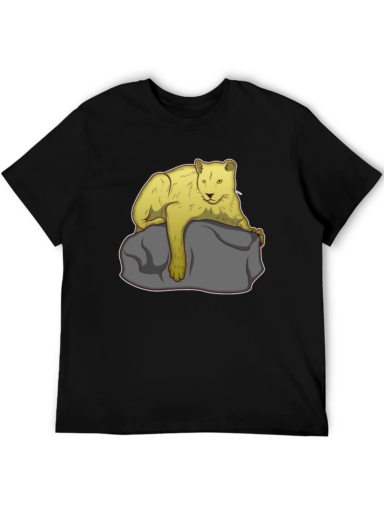 Lion on Rock Graphic Tee - Unisex Black T-Shirt