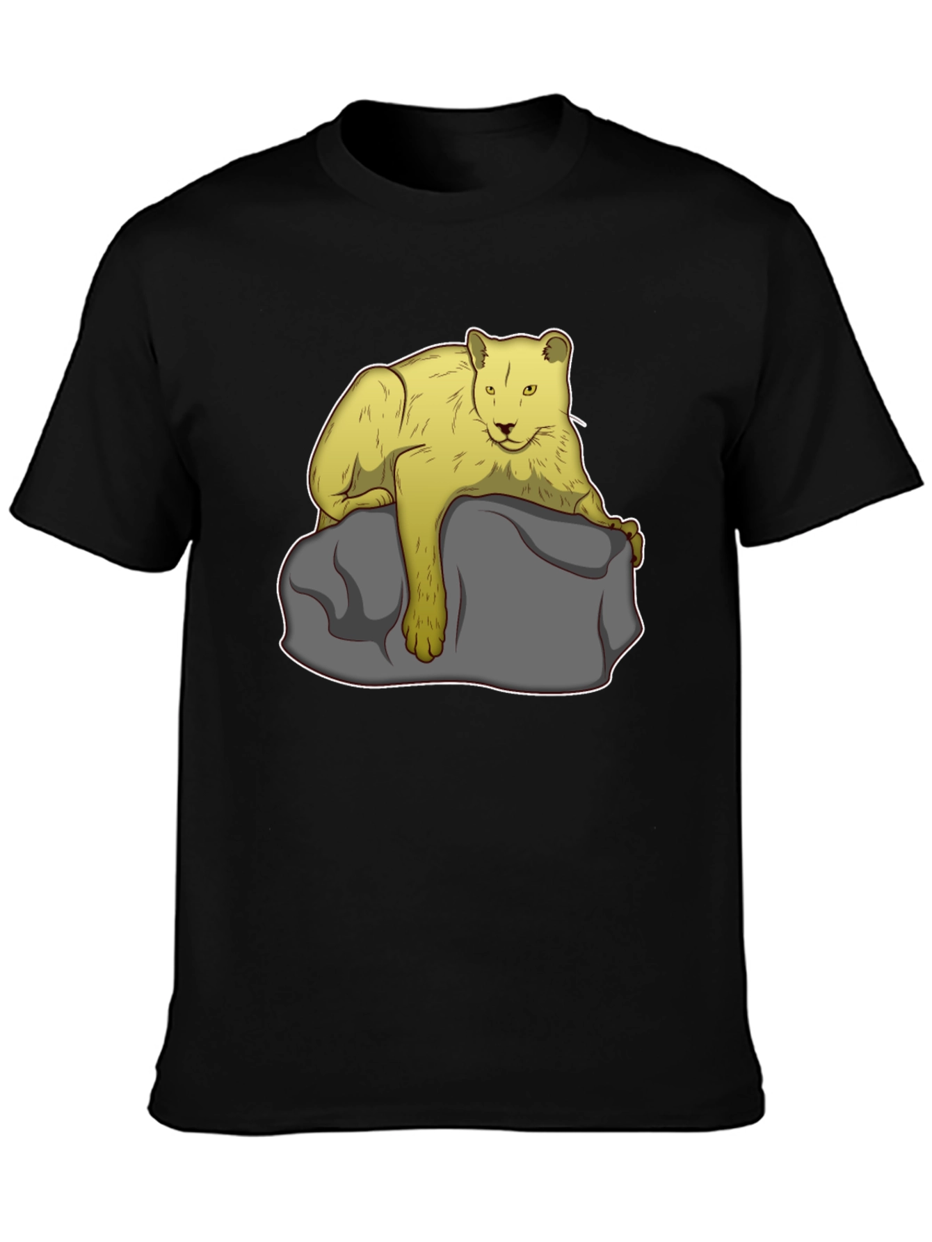 Lion on Rock Graphic Tee - Unisex Black T-Shirt