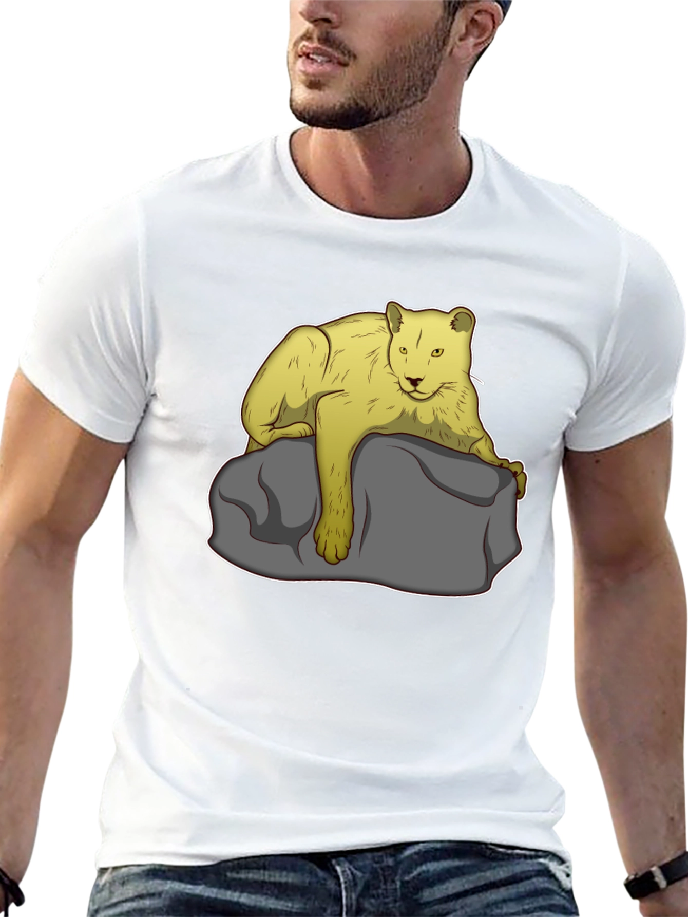 Lion on Rock Graphic Tee - Unisex Black T-Shirt