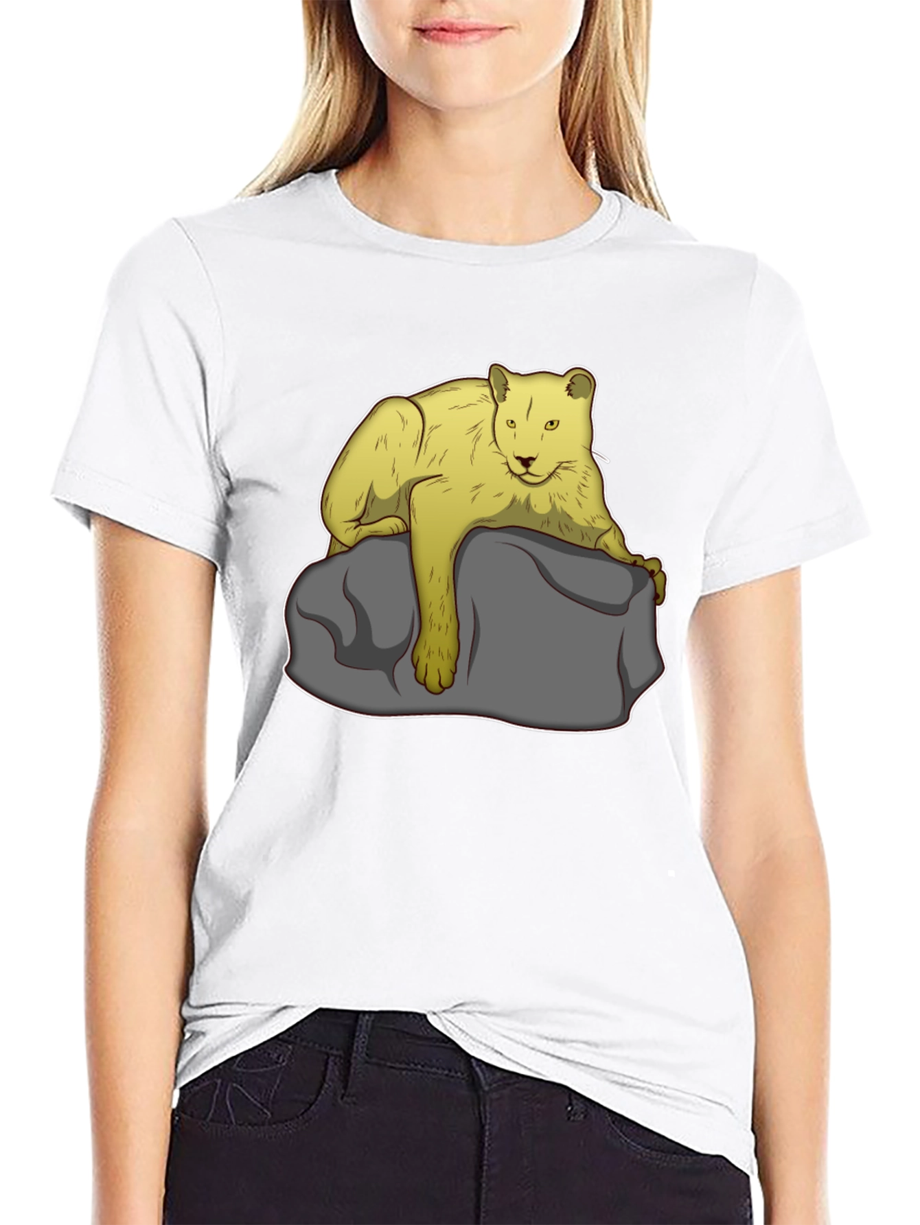 Lion on Rock Graphic Tee - Unisex Black T-Shirt