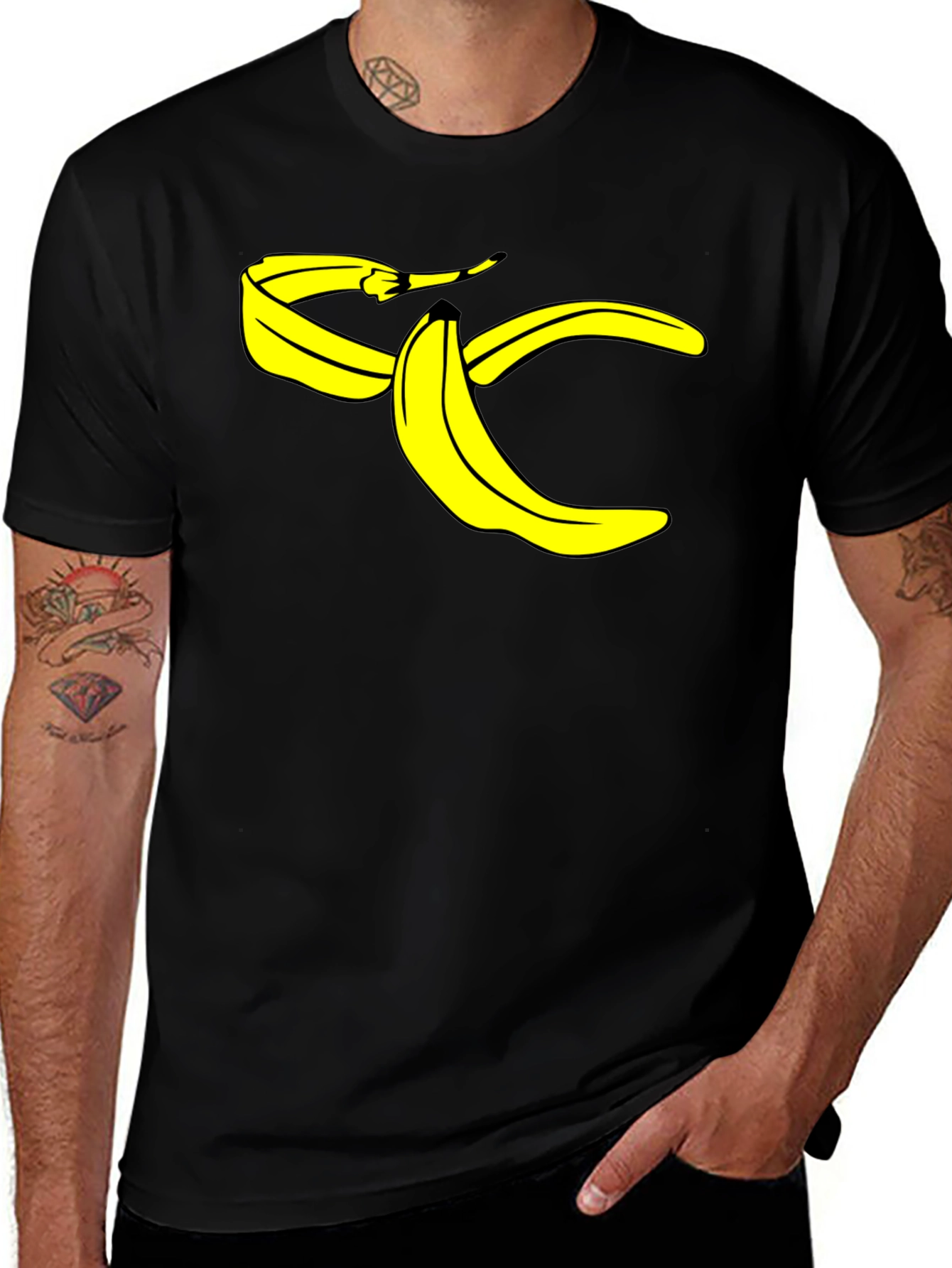 Banana Peel Graphic Tee - Black Cotton T-Shirt