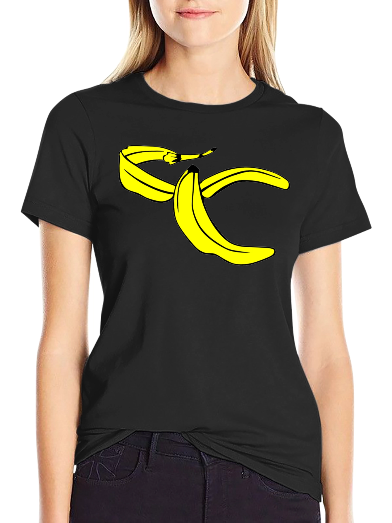 Banana Peel Graphic Tee - Black Cotton T-Shirt