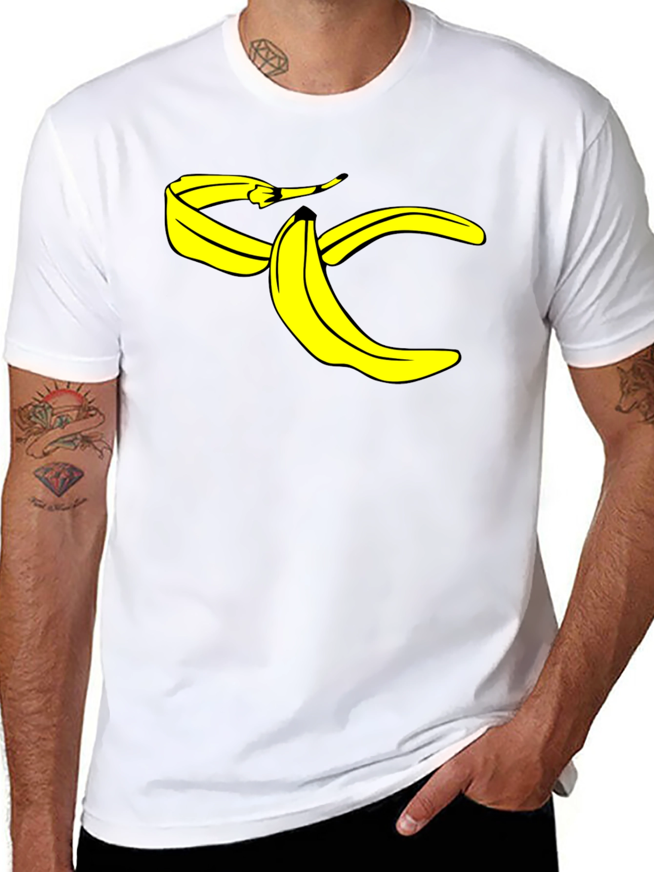 Banana Peel Graphic Tee - Black Cotton T-Shirt