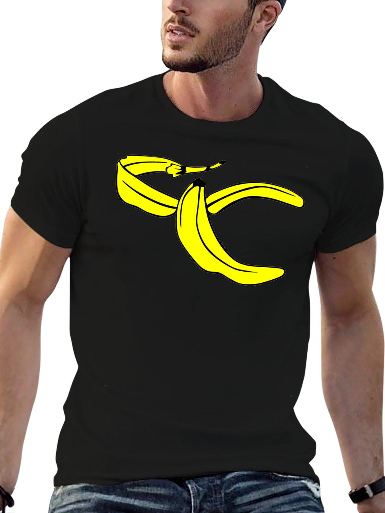 Banana Peel Graphic Tee - Black Cotton T-Shirt