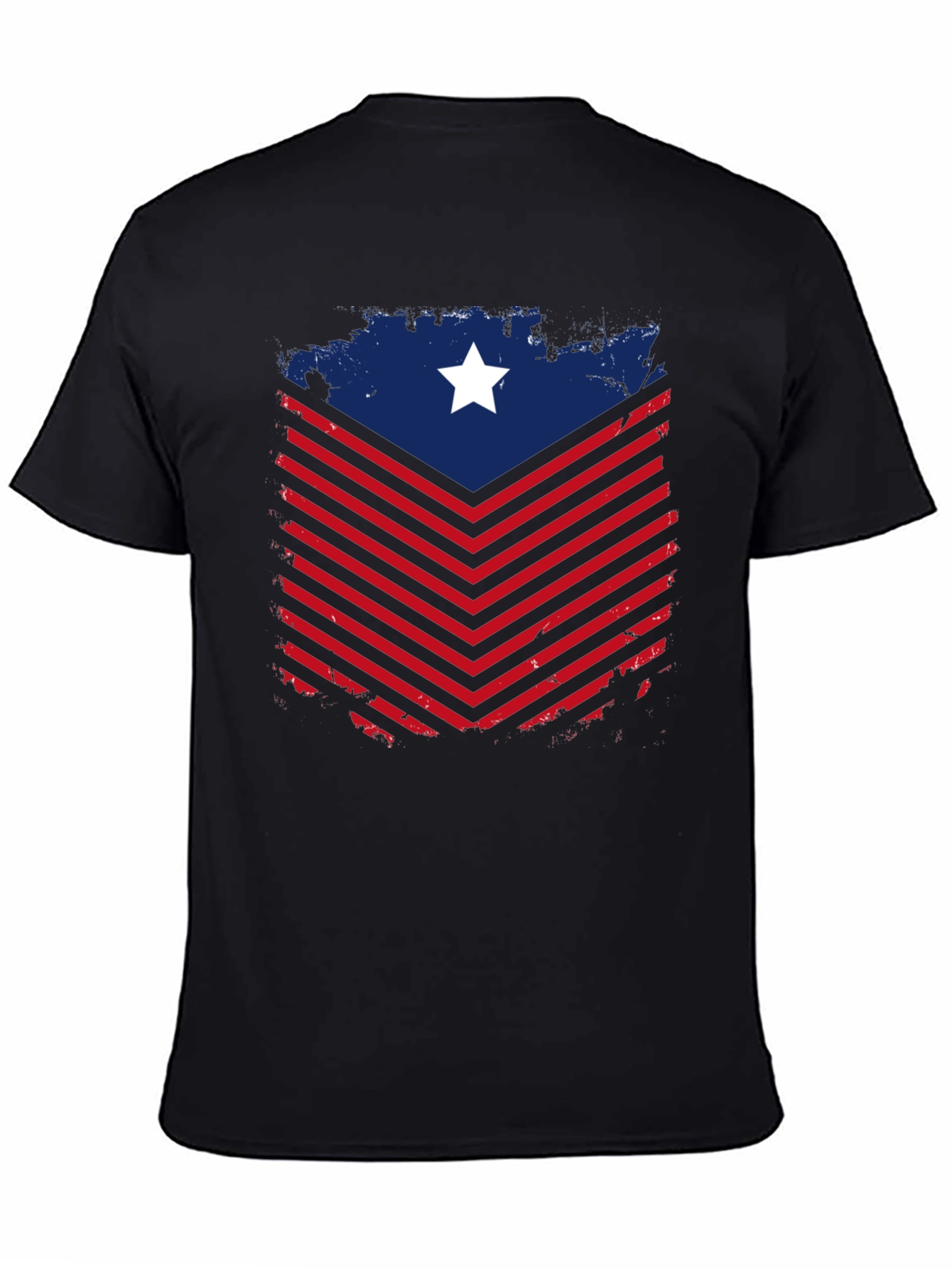 Patriotic Chevron Star Graphic Tee - Black