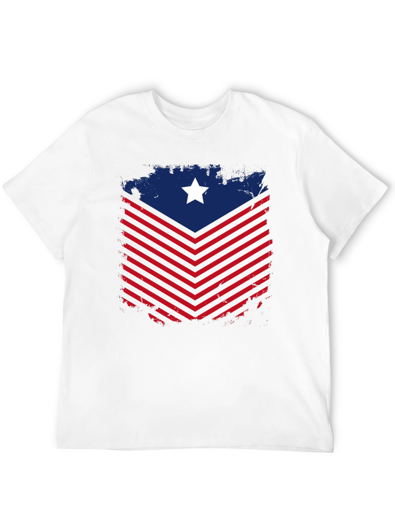 Patriotic Chevron Star Graphic Tee - Black