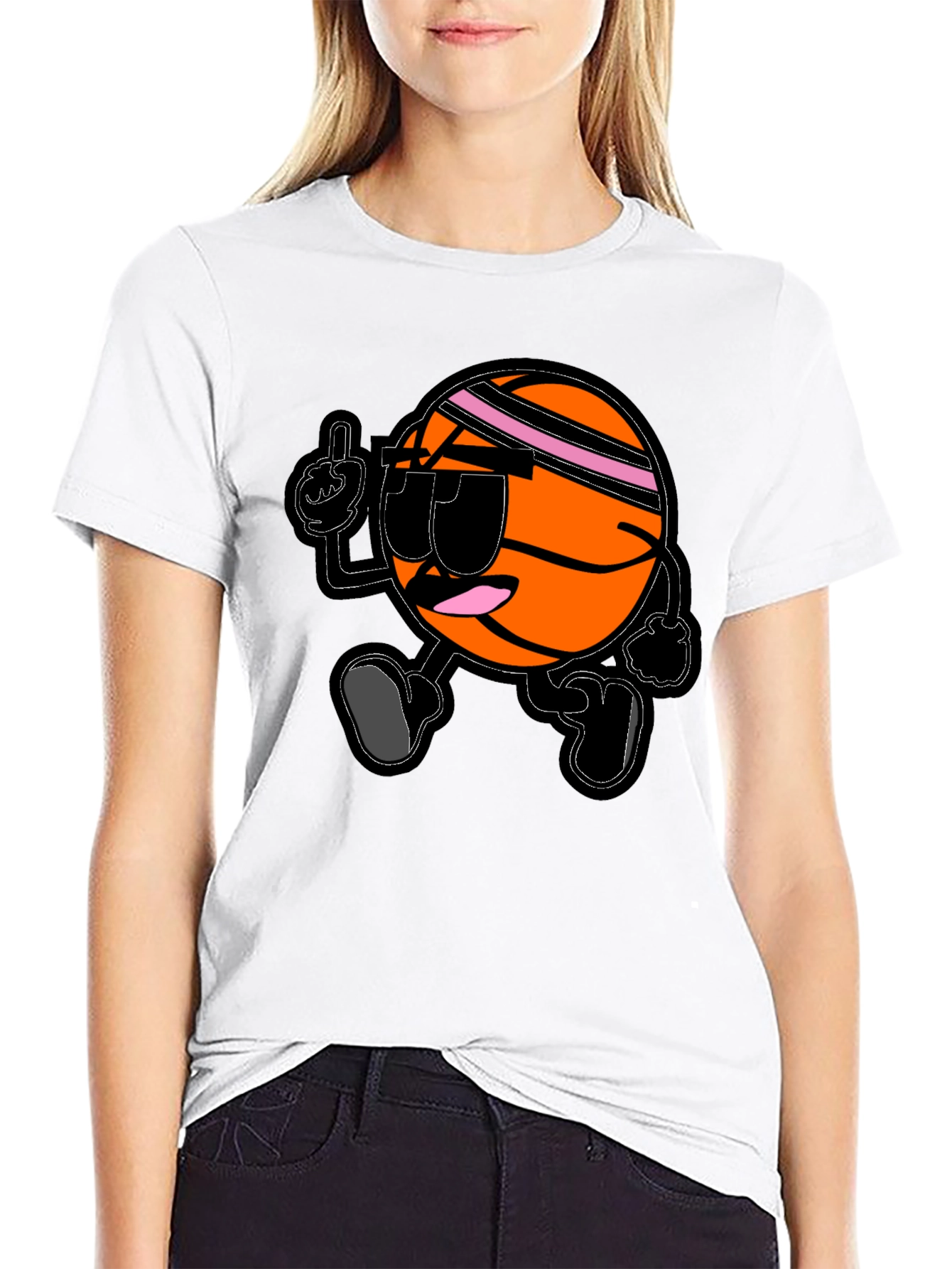 Cool Basketball Cartoon Black T-Shirt