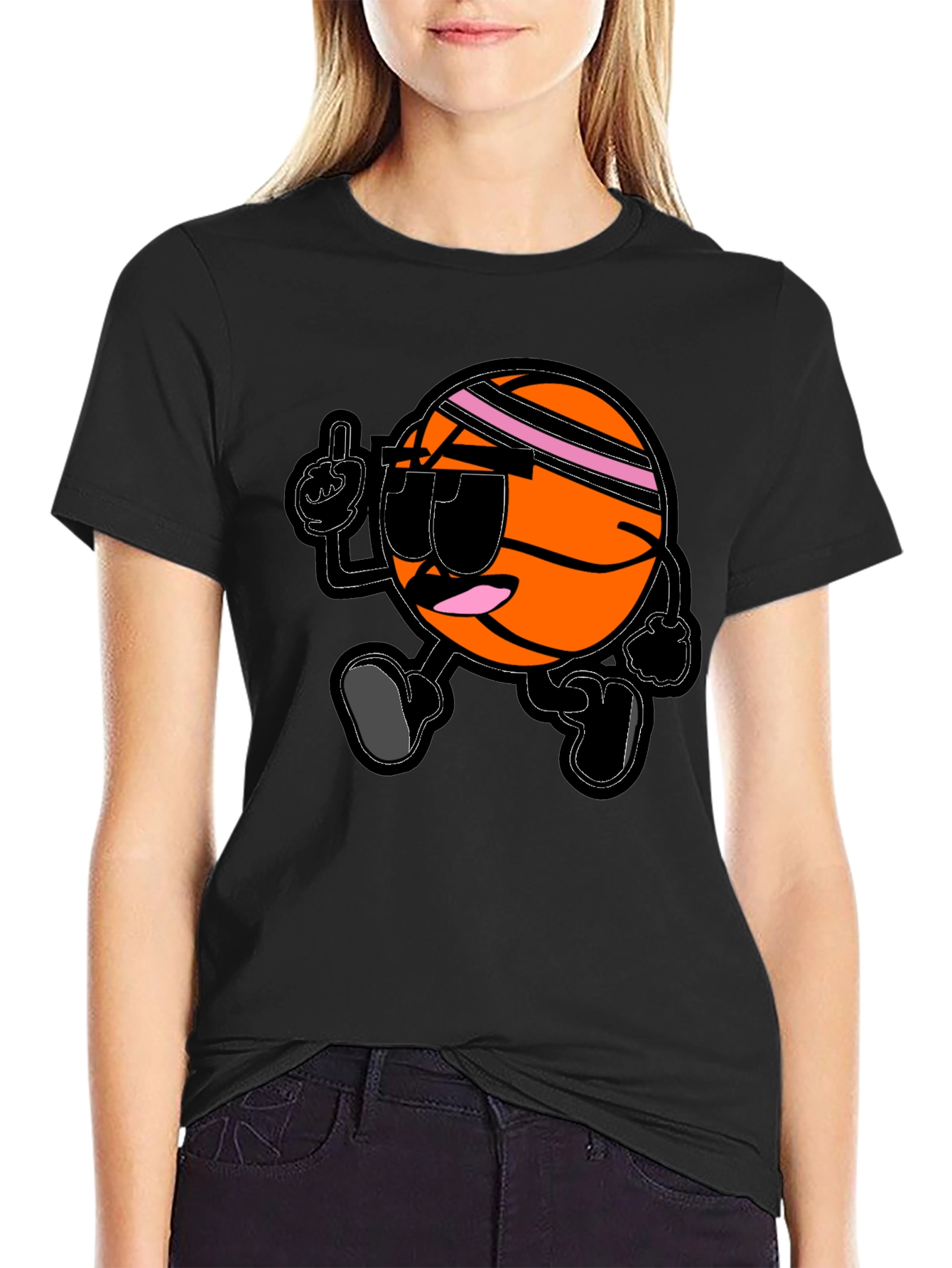 Cool Basketball Cartoon Black T-Shirt