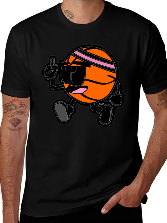 Cool Basketball Cartoon Black T-Shirt