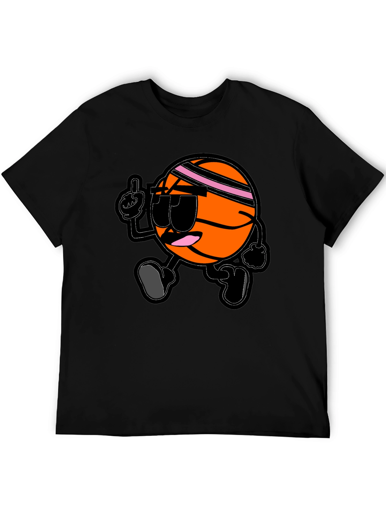Cool Basketball Cartoon Black T-Shirt