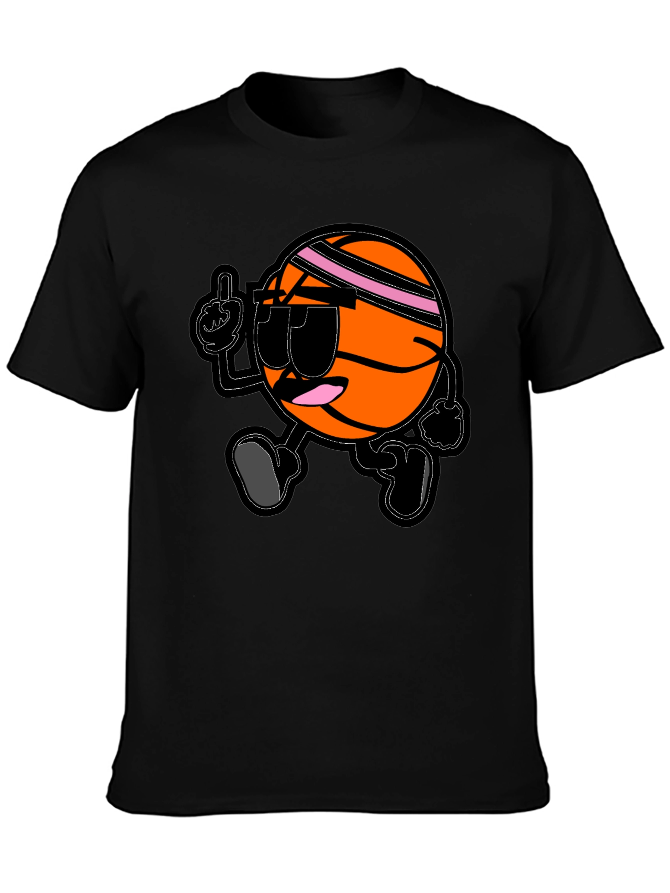 Cool Basketball Cartoon Black T-Shirt