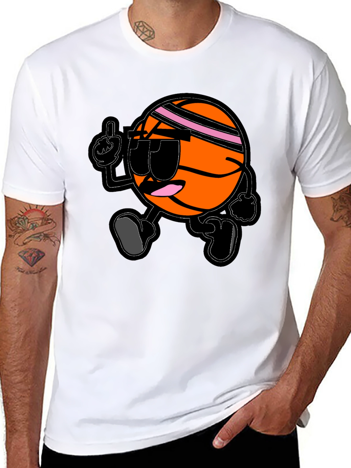 Cool Basketball Cartoon Black T-Shirt
