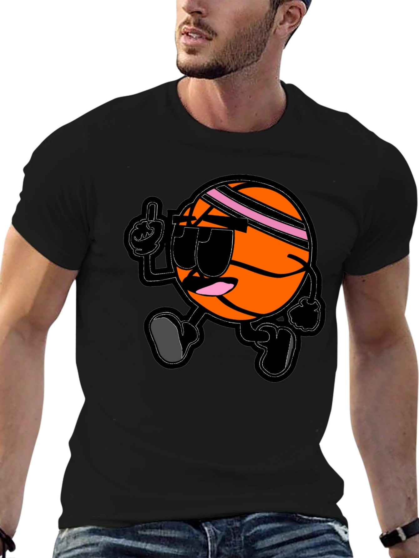 Cool Basketball Cartoon Black T-Shirt