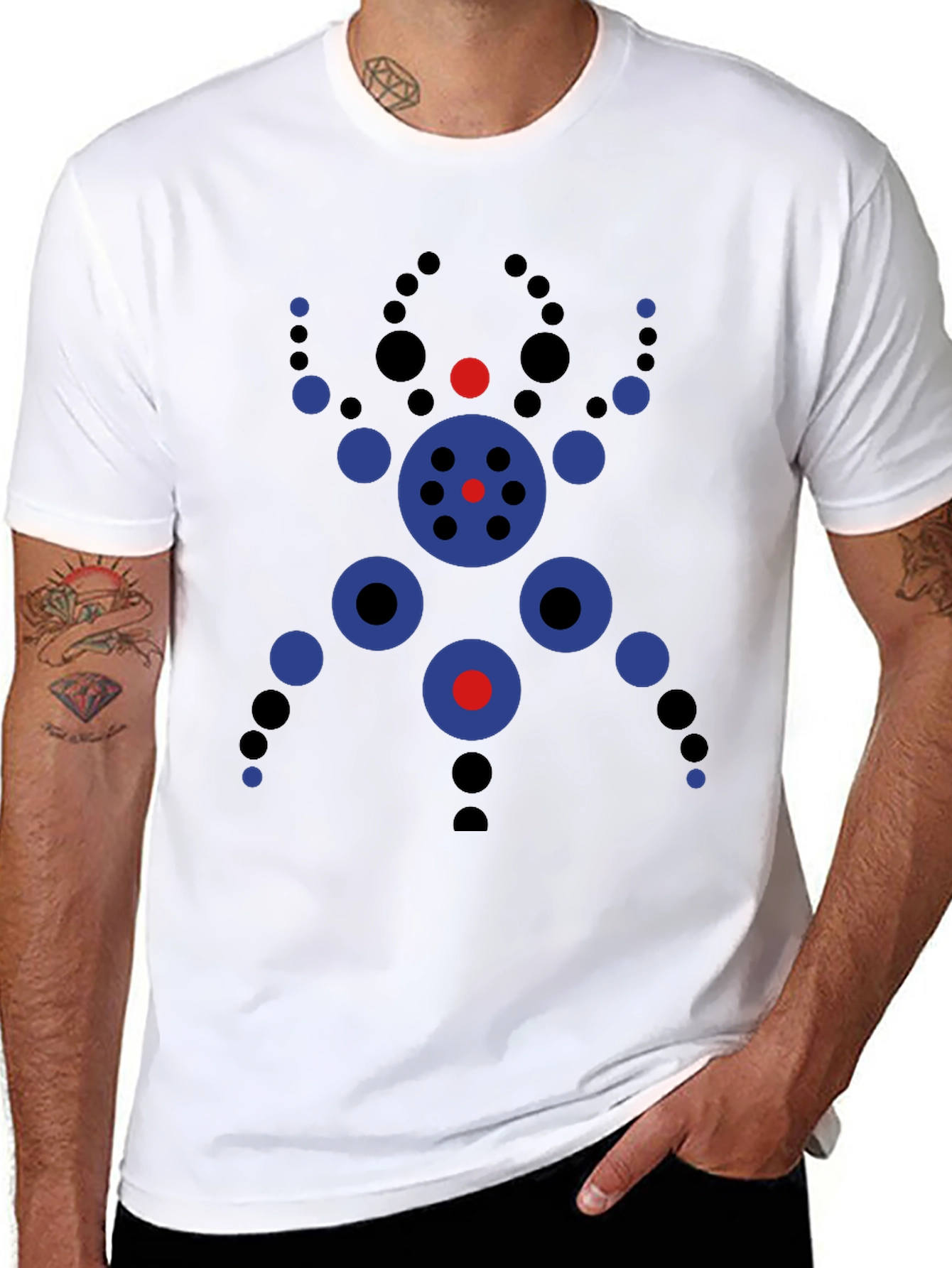 Abstract Geometric Circle Design Black T-Shirt