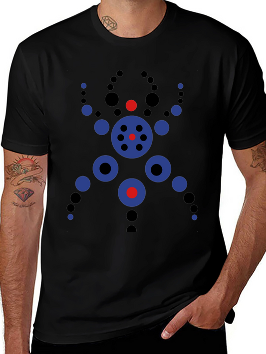 Abstract Geometric Circle Design Black T-Shirt
