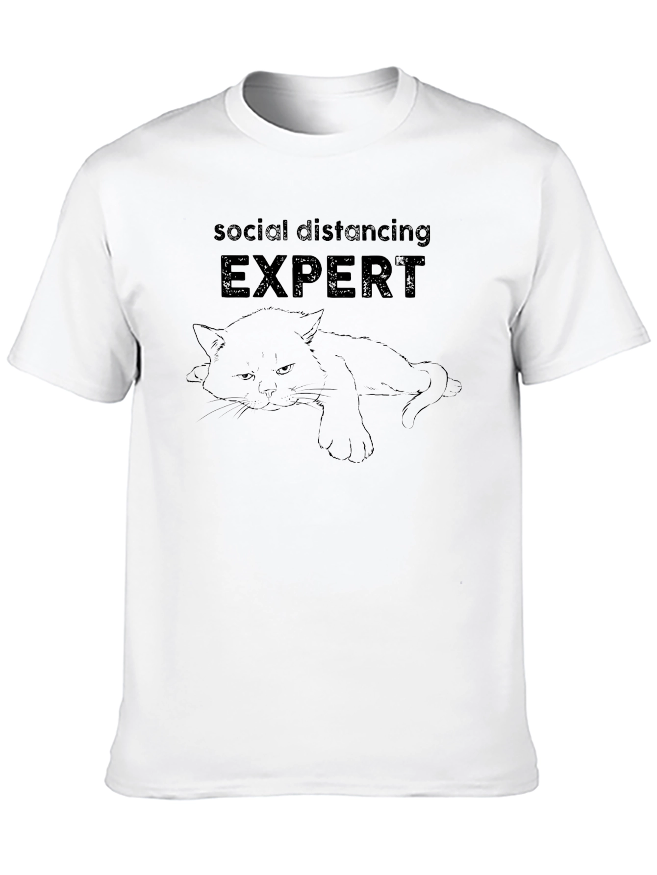 Social Distancing Expert Cat Graphic T-Shirt