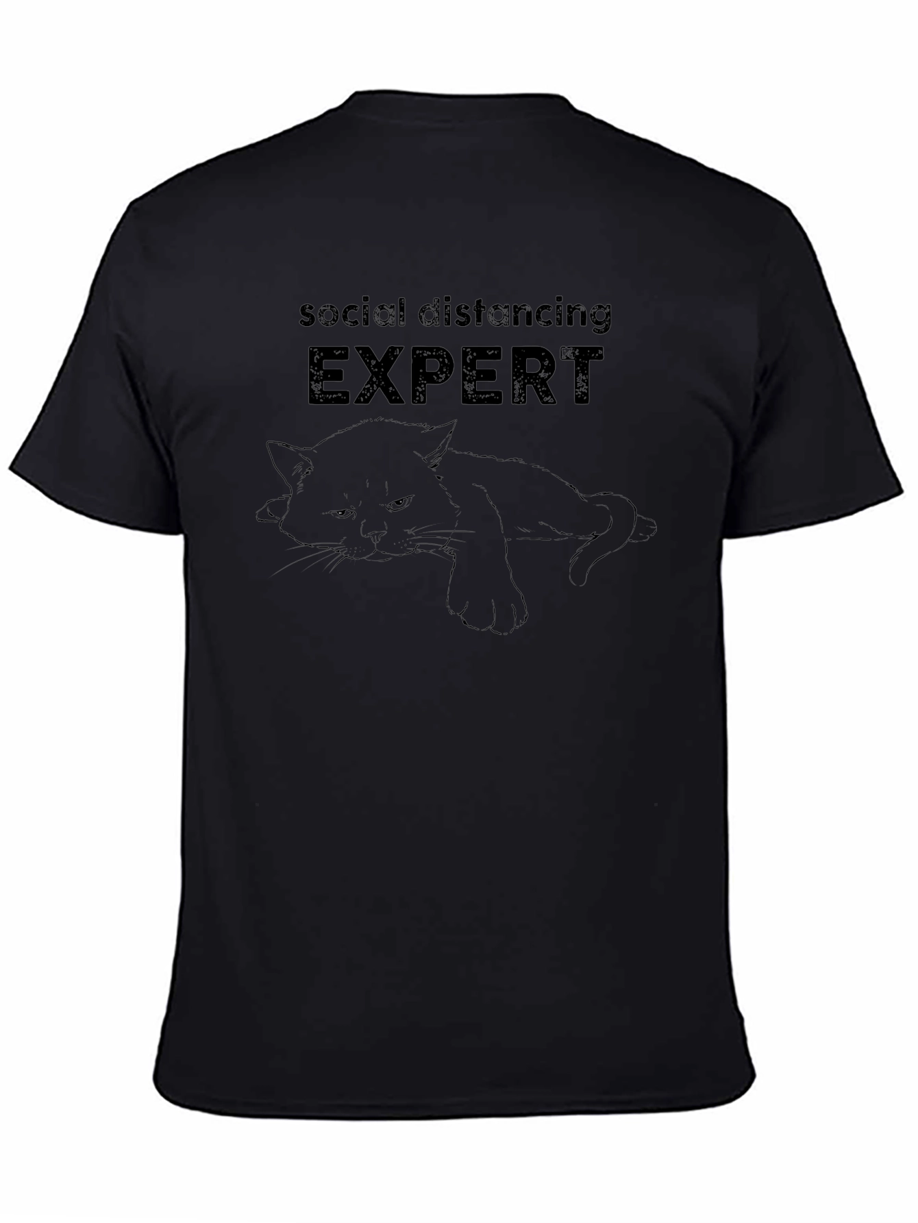 Social Distancing Expert Cat Graphic T-Shirt