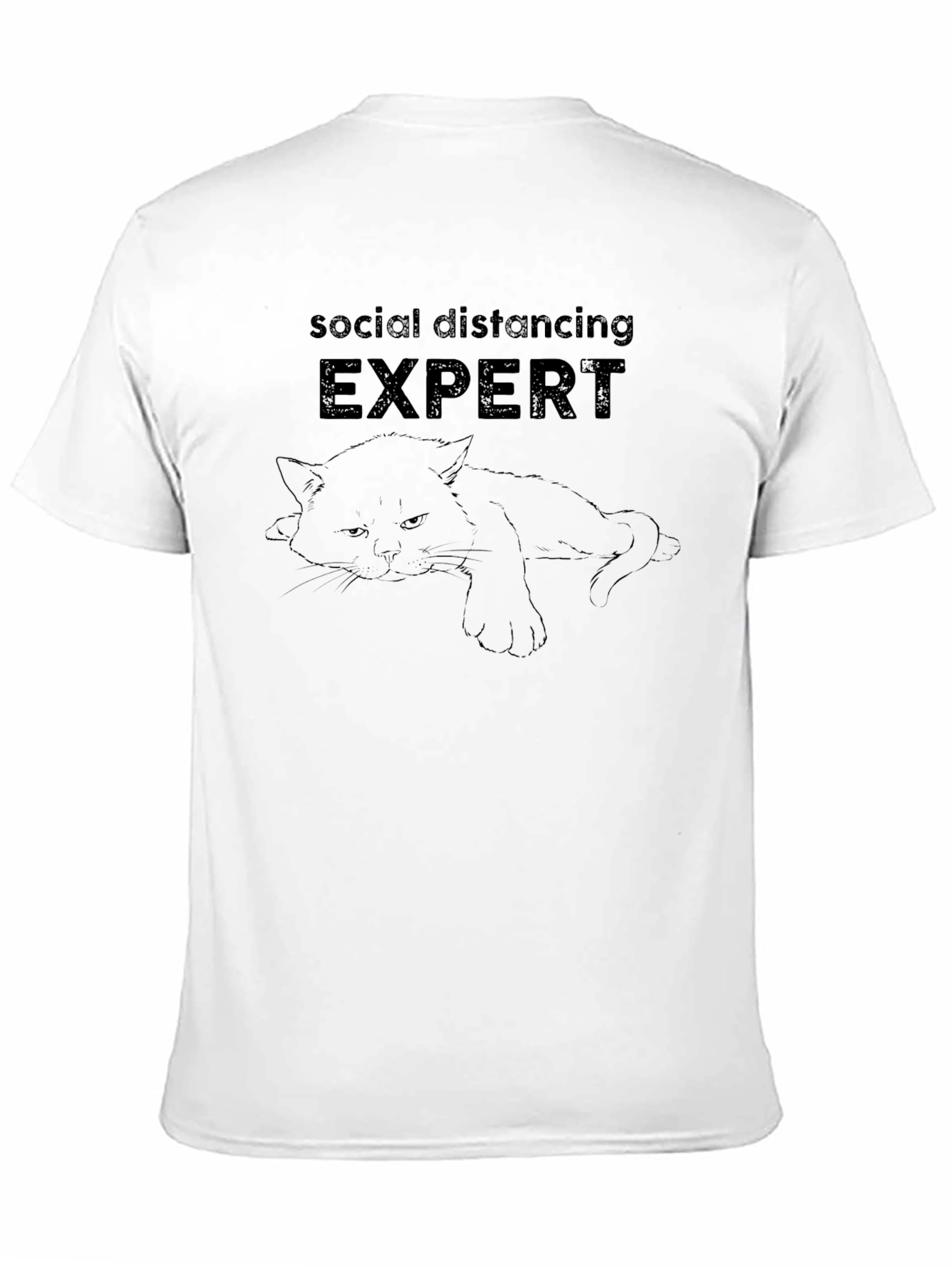 Social Distancing Expert Cat Graphic T-Shirt