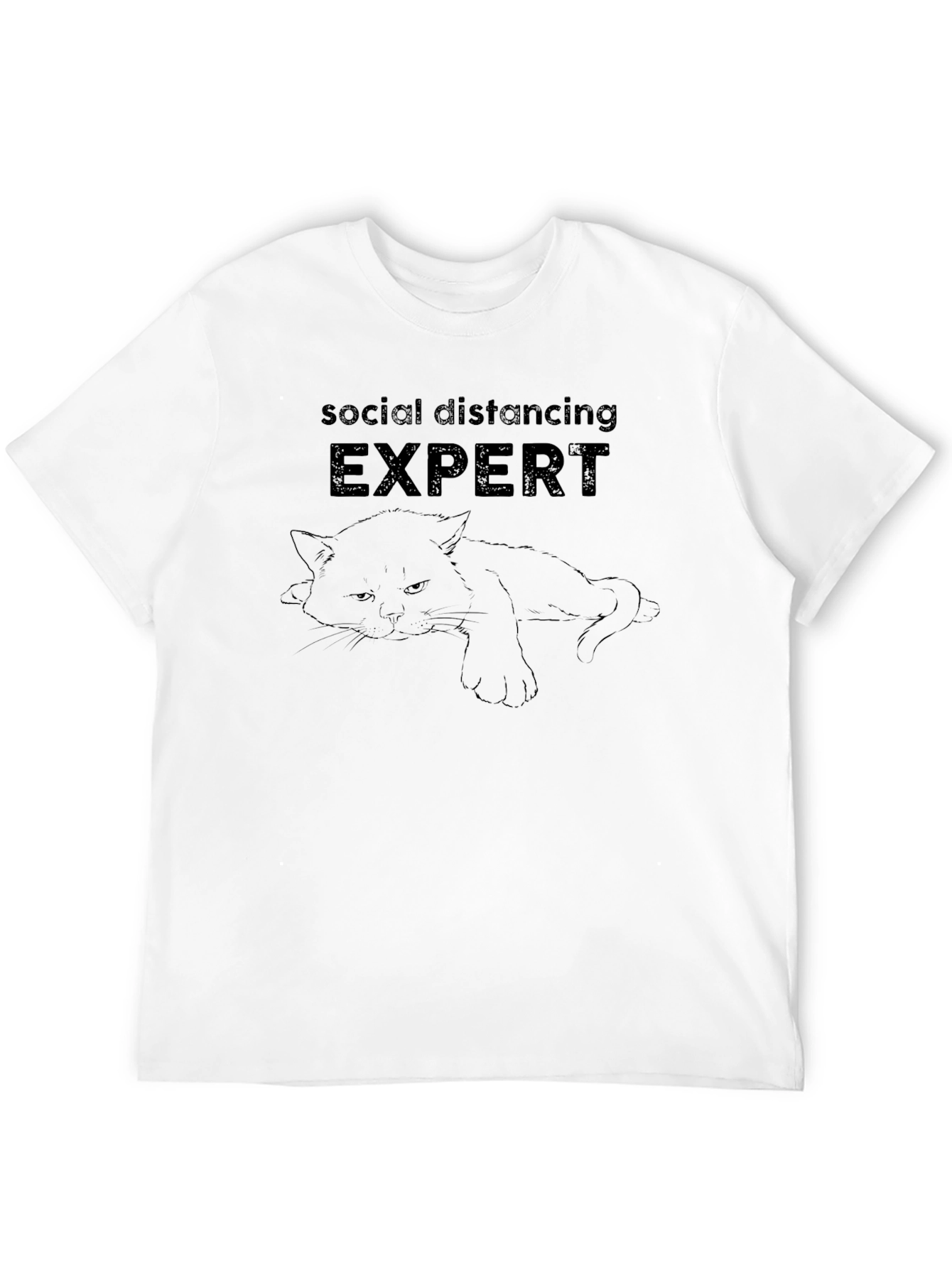 Social Distancing Expert Cat Graphic T-Shirt